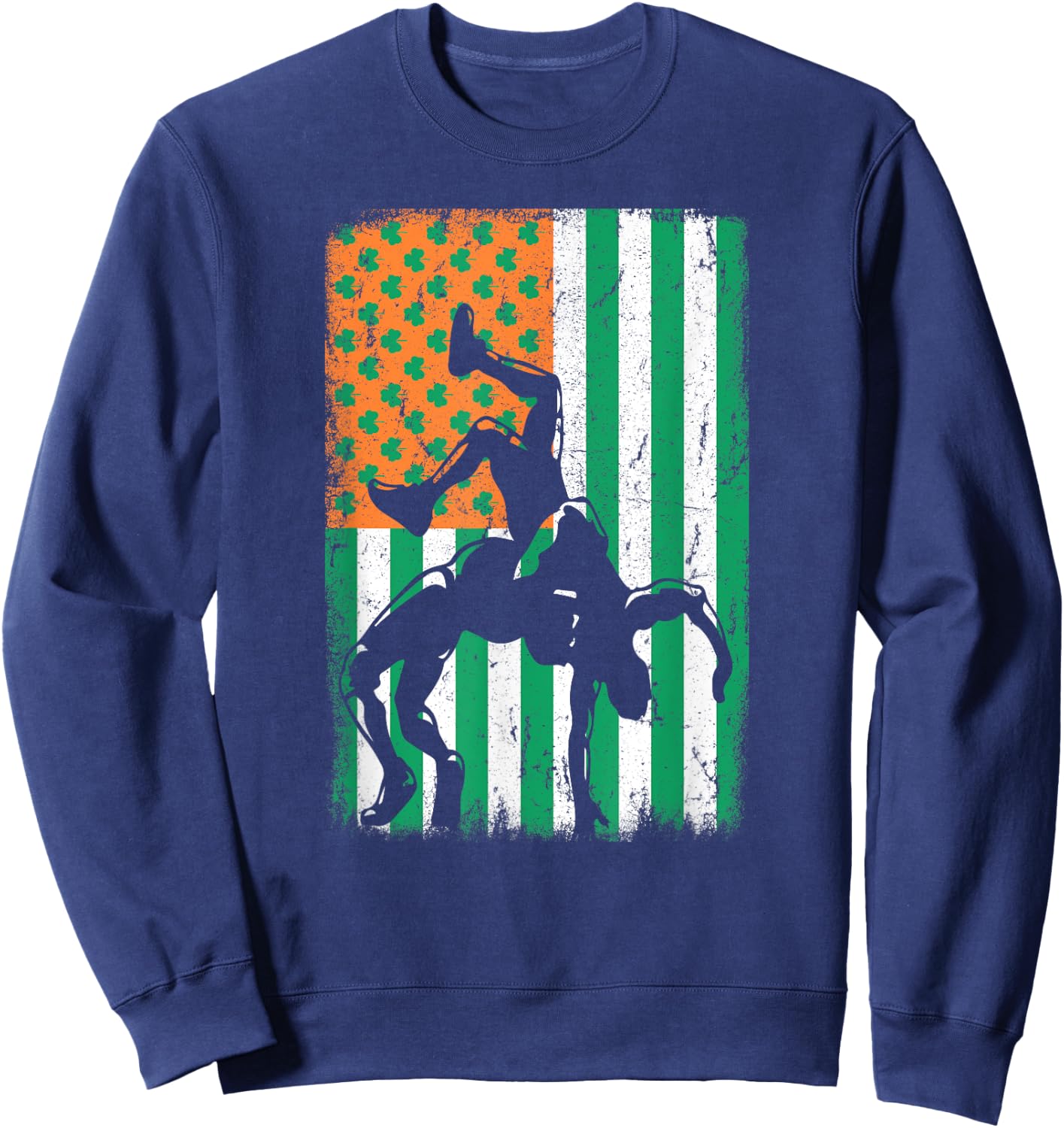 Wrestling Irish USA American Flag St Patrick's Day Wrestler Kids Men Sweatshirt - Sweatshirt | Navy