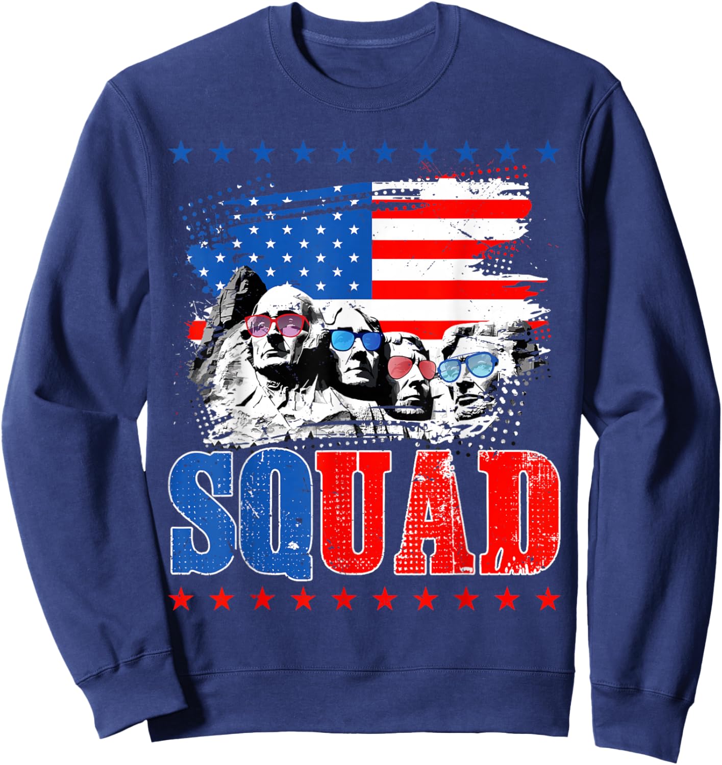 Retro Mount Rushmore 4th Of July Squad USA Independence Day Sweatshirt - Sweatshirt | Navy