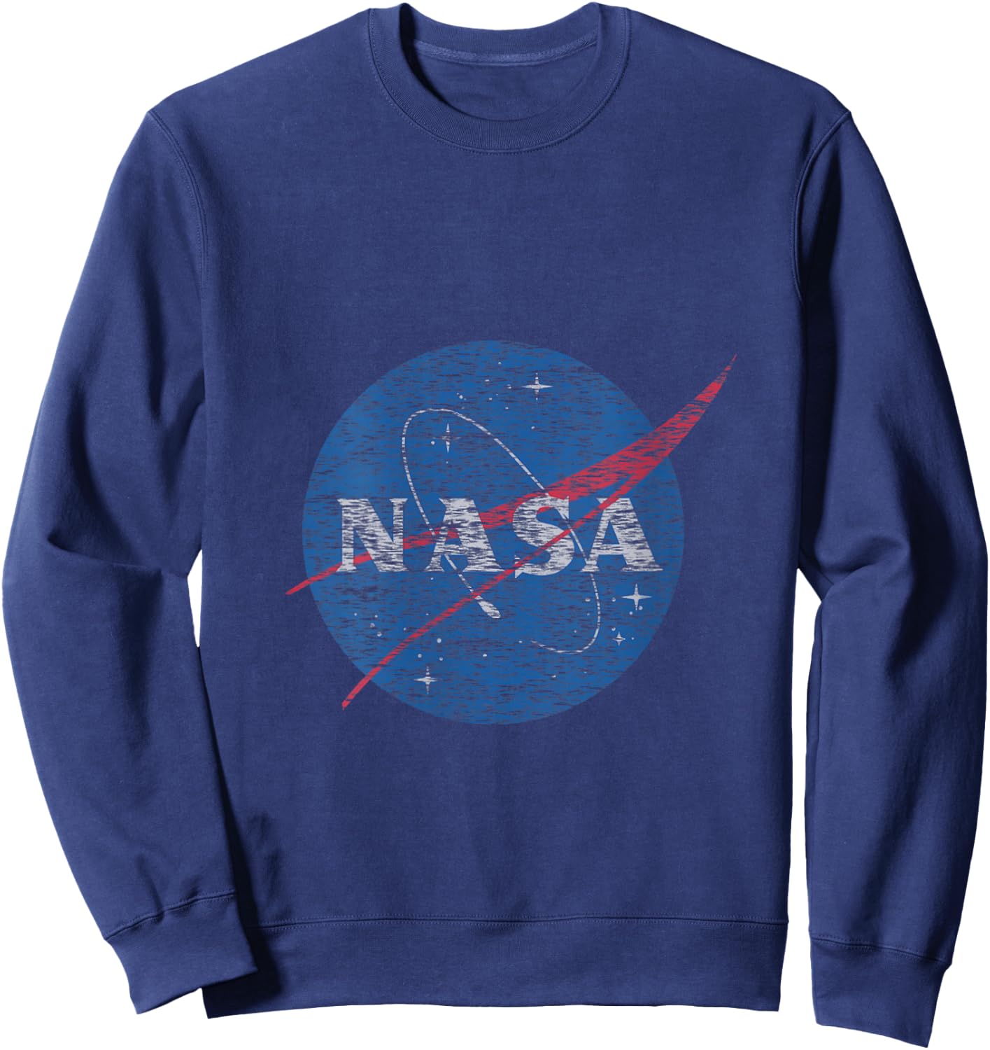 NASA Distressed Vintage Classic Logo V-Neck Sweatshirt - Sweatshirt | Navy