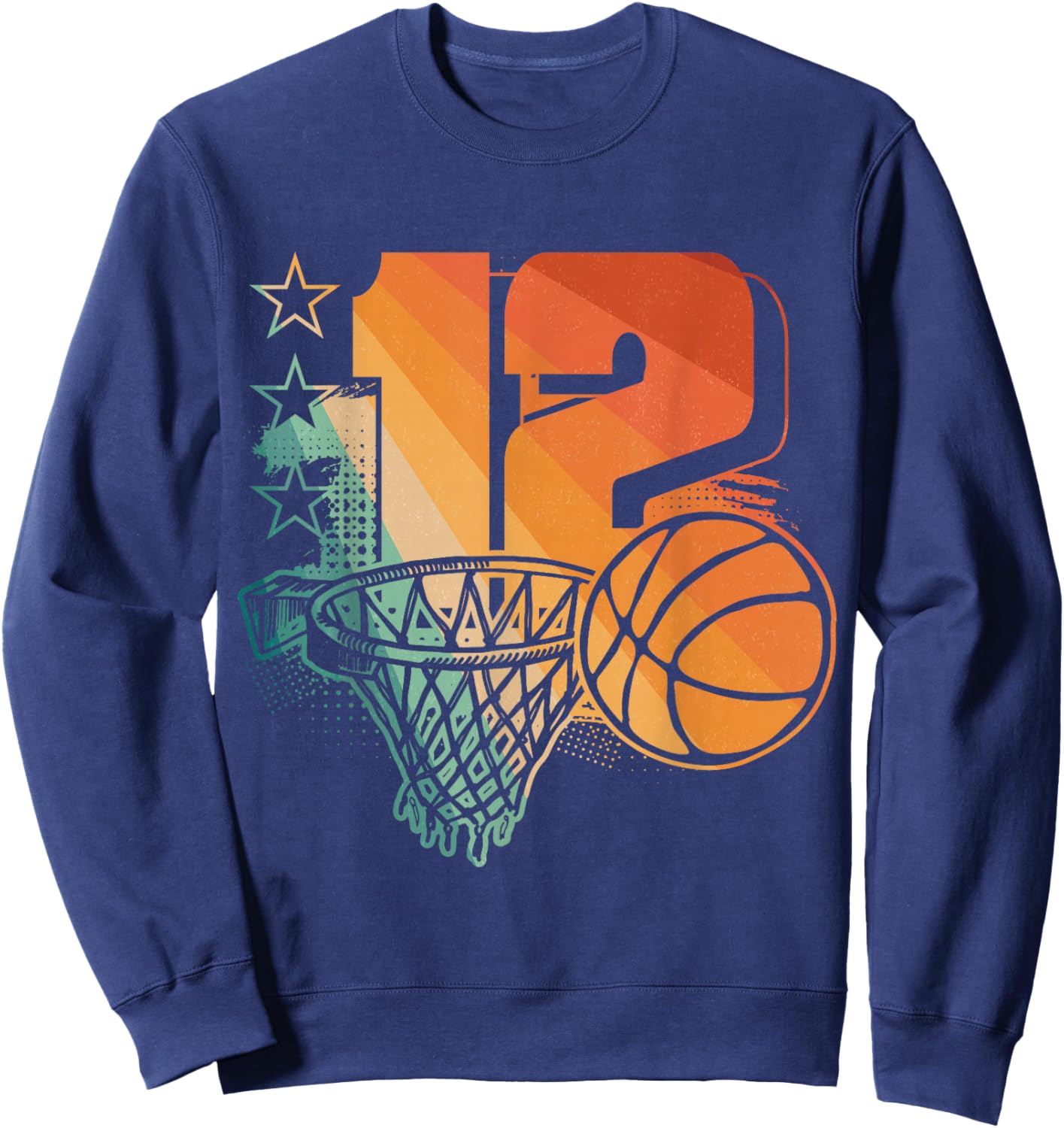 12th Birthday Boy Basketball Player Basketball 12 Years Old Sweatshirt - Sweatshirt | Navy