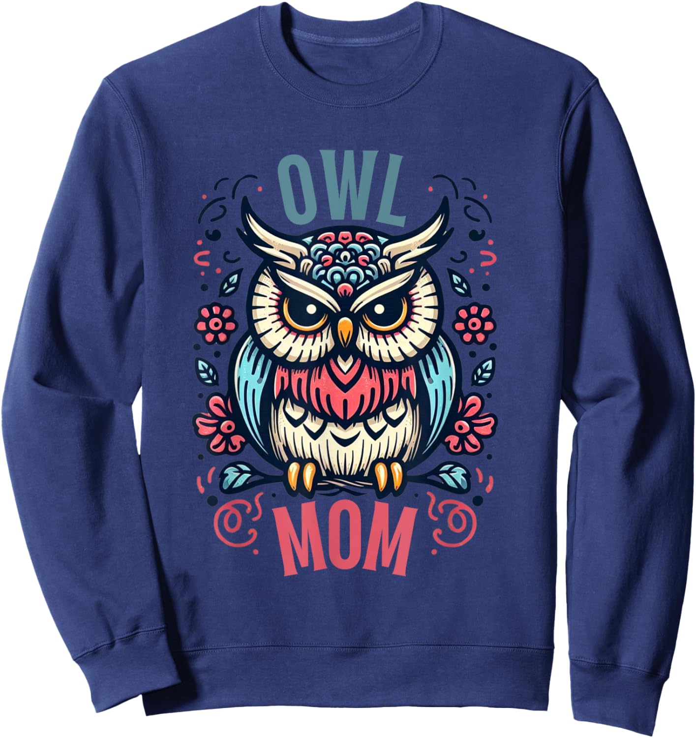 Owl Mom Shirt Nocturnal Bird Wildlife Owls Owl Lover Sweatshirt - Sweatshirt | Navy