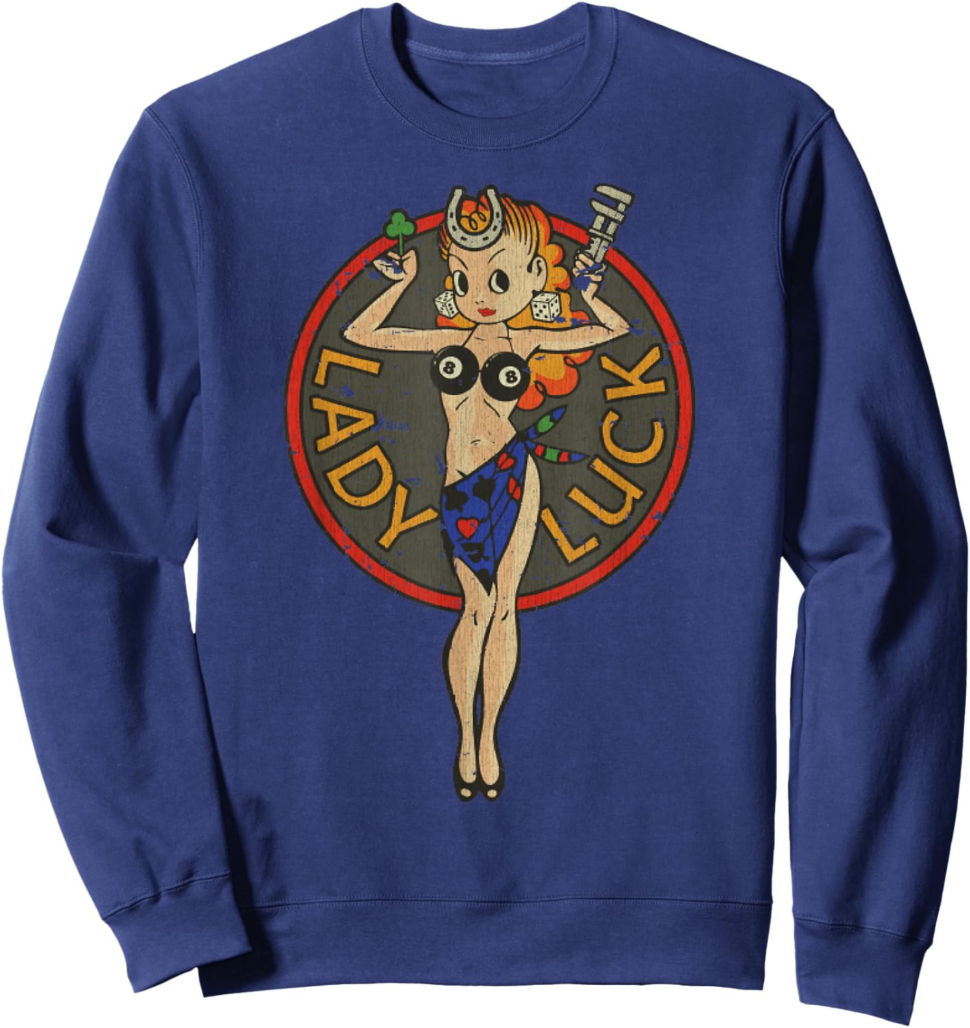 Vintage Traditional Lady Luck 1947 Retro 40s Hot-Rod Gift Sweatshirt - Sweatshirt | Navy