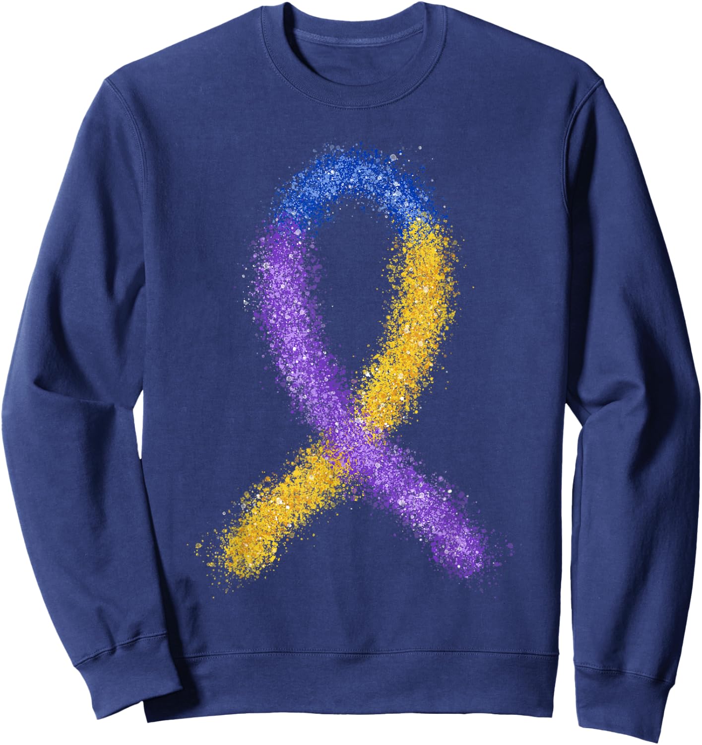 Paint Bladder Cancer Purple Blue And Yellow Ribbon Dysuria Sweatshirt - Sweatshirt | Navy