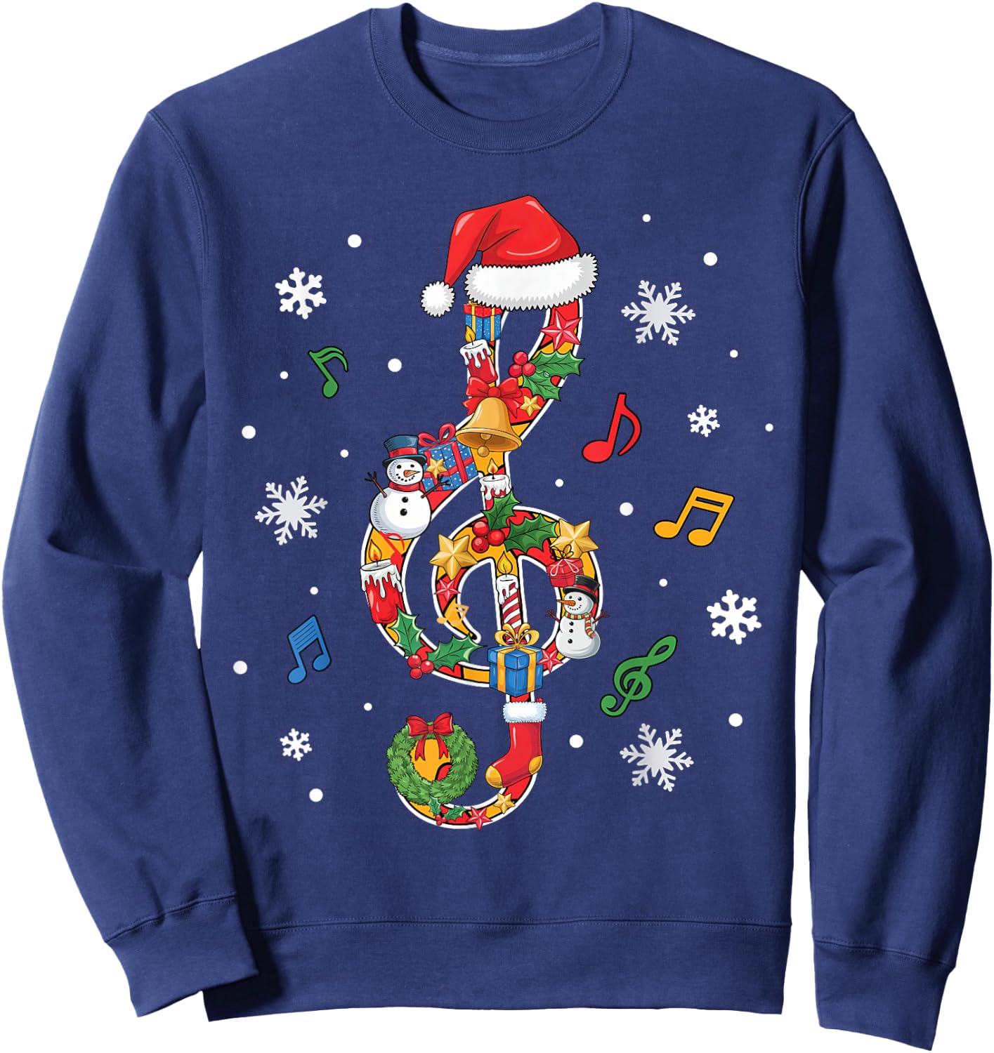 Merry Christmas Musical Note Music Lover Kids Music Teachers Sweatshirt - Sweatshirt | Navy