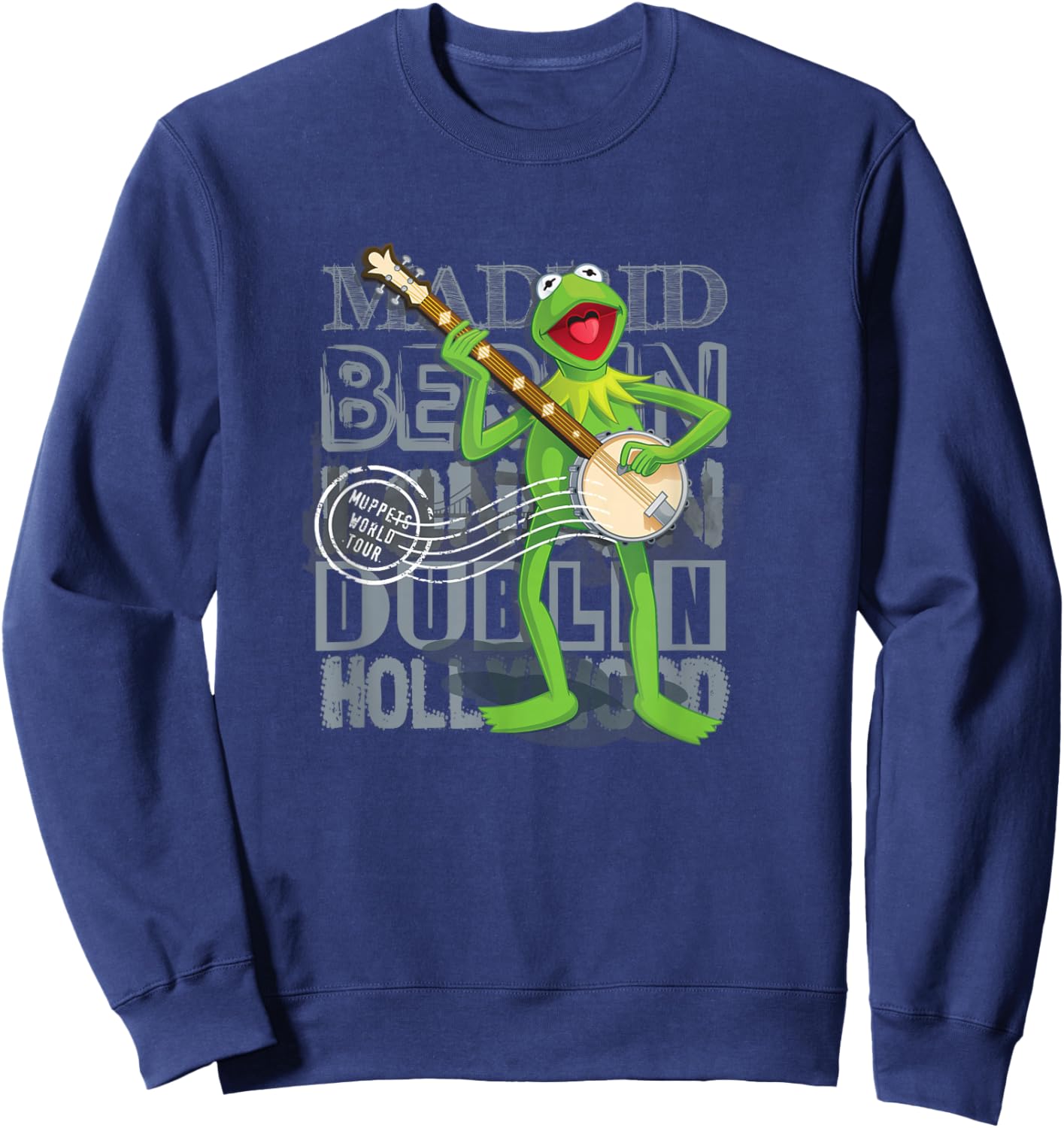 Disney The Muppets Vintage World Tour Kermit Banjo Poster Sweatshirt - Sweatshirt | Navy