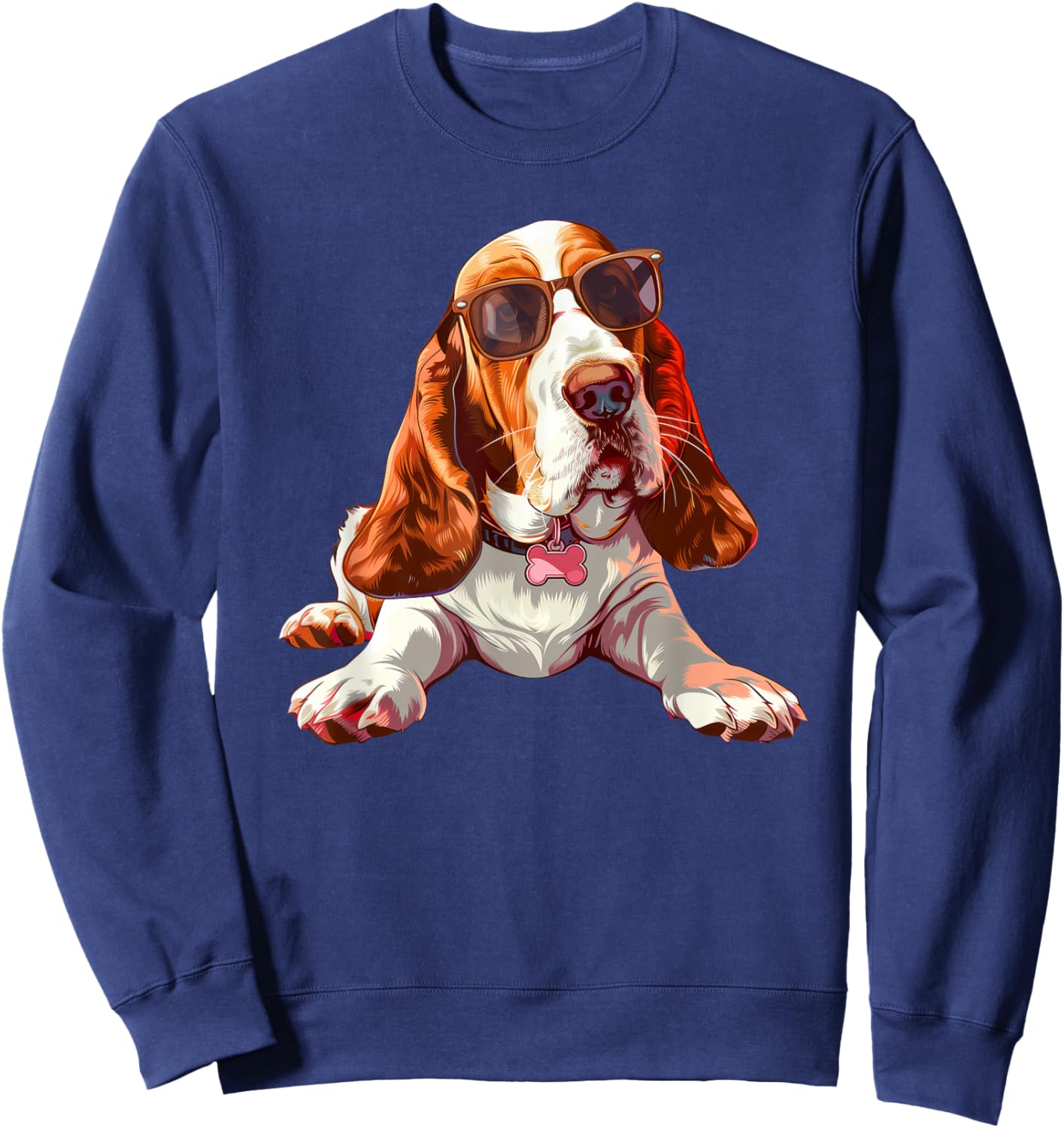 Basset Hound Dog Sunglasses Sweatshirt - Sweatshirt | Navy