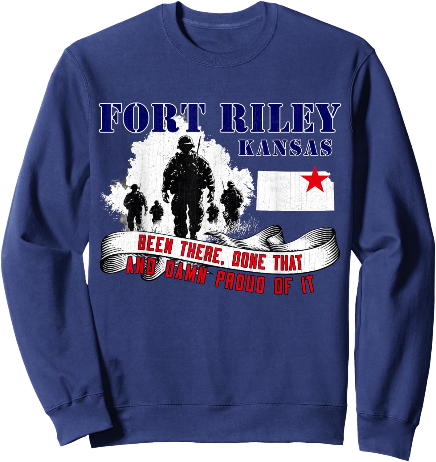 Fort Riley Kansas US Military Base Veterans Day Gifts Sweatshirt - Sweatshirt | Navy