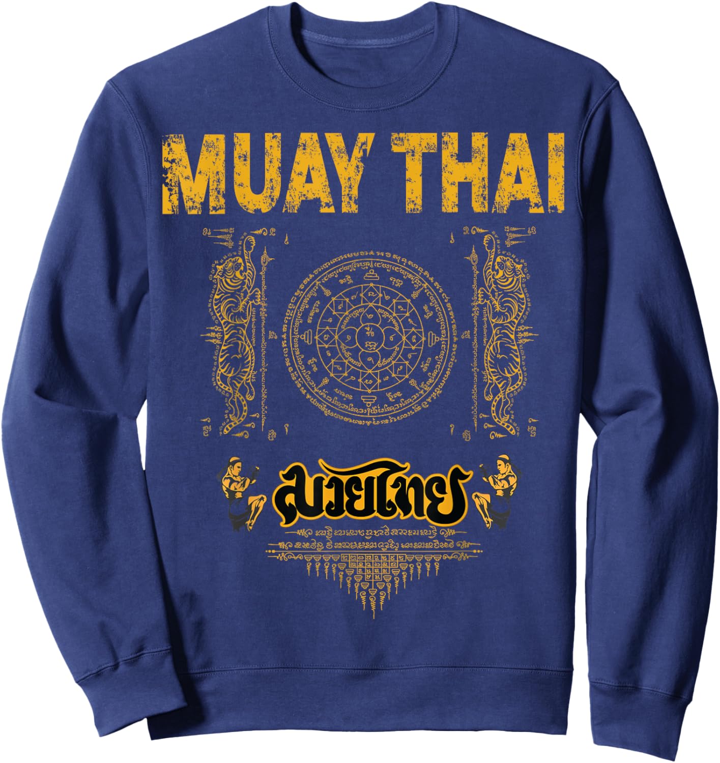 Sawadee Thai Traditional sak yant Thai Twin Tiger Muay Thai Sweatshirt - Sweatshirt | Navy
