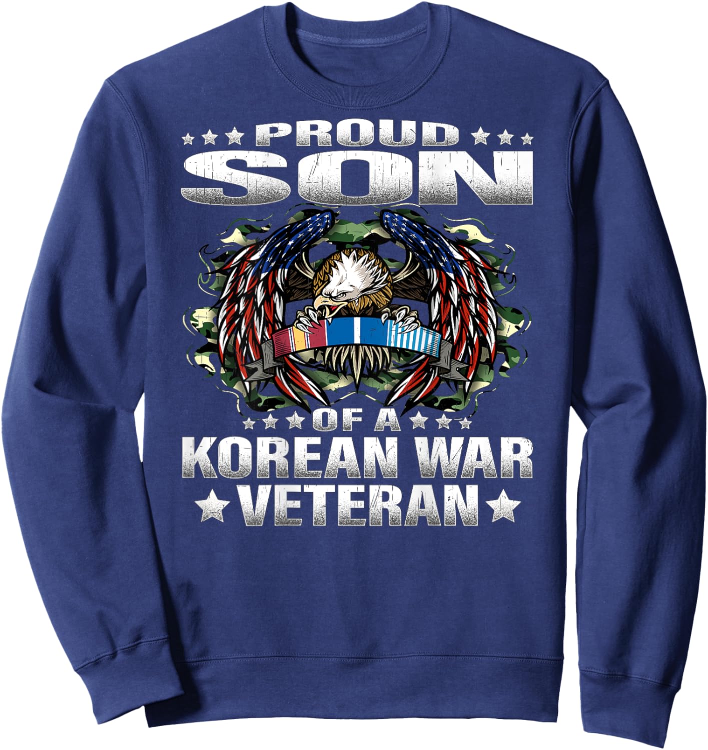 Proud Son Of A Korean War Veteran Military Vet's Child Gift Sweatshirt - Sweatshirt | Navy
