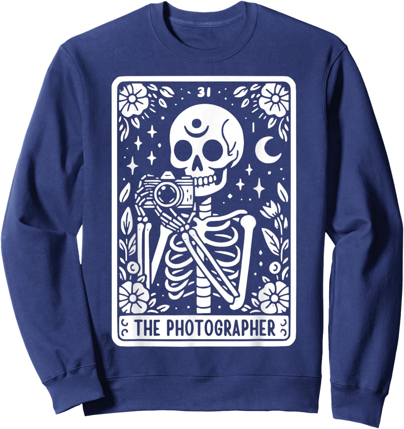 The Photographer Skeleton Tarot Card Photographer Cameraman Sweatshirt - Sweatshirt | Navy