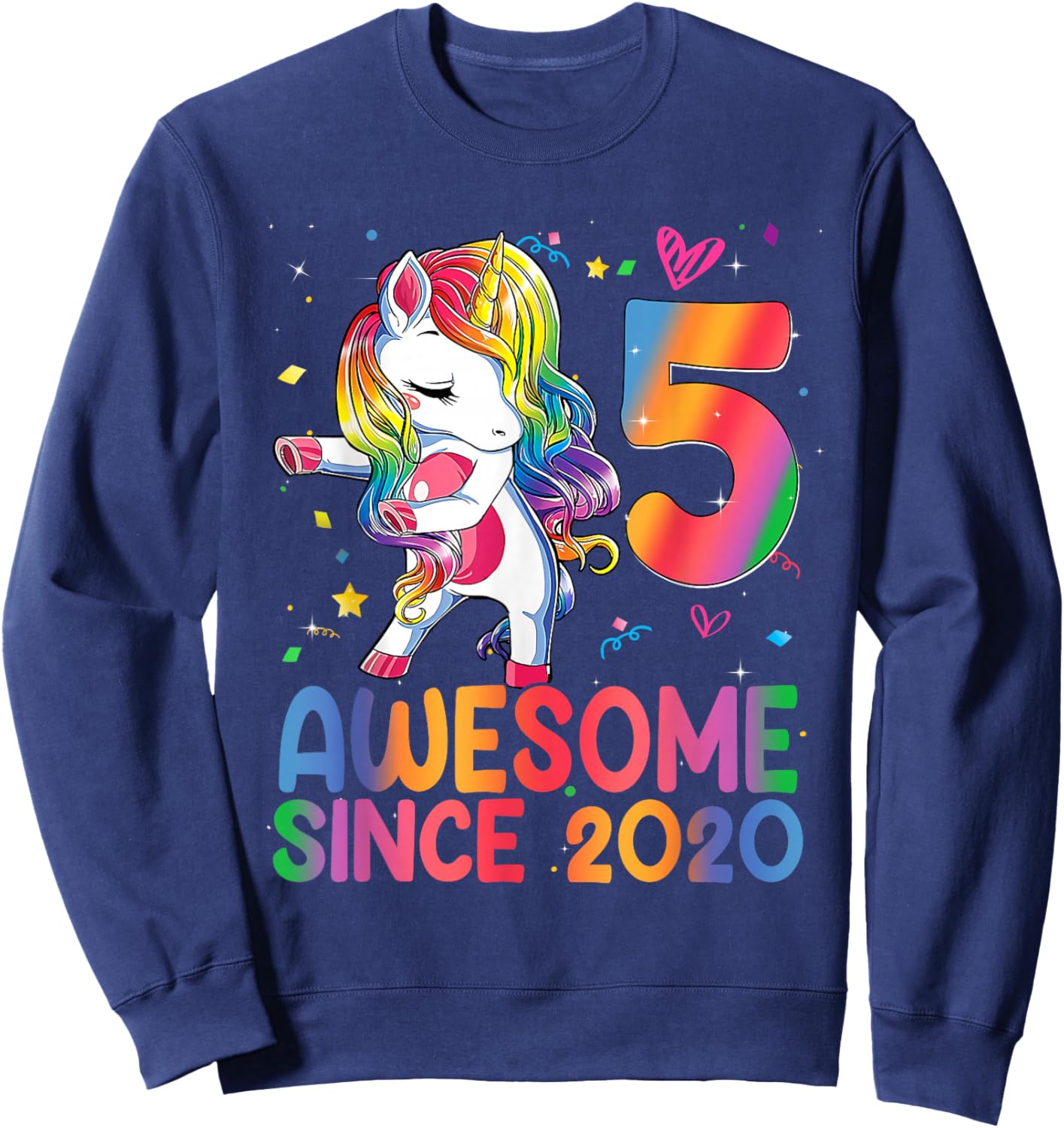Awesome Since 2020 Unicorn 5th Birthday Gifts Girls Teens Sweatshirt - Sweatshirt | Navy