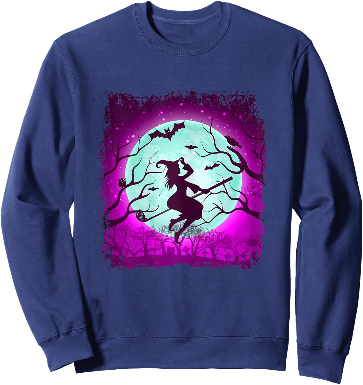 Golf Witch Riding Golf Stick Funny Halloween Golf Player Sweatshirt - Sweatshirt | Navy