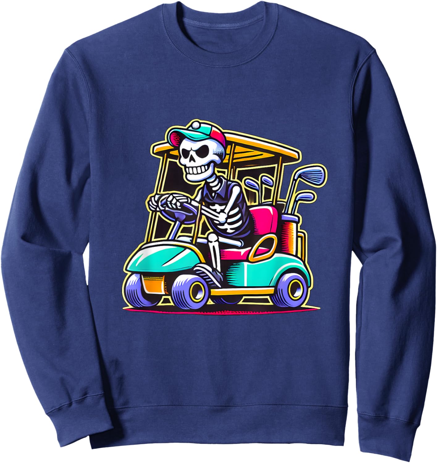 Halloween Skeleton Golf Cart Golfer Sweatshirt - Sweatshirt | Navy