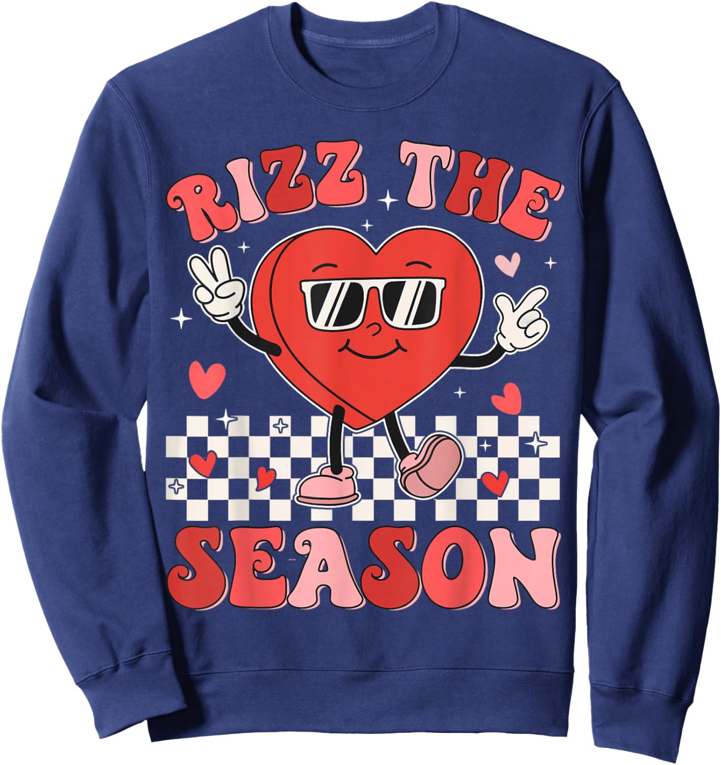 Rizz the Season Funny Valentine Groovy Valentine Rizzler Sweatshirt - Sweatshirt | Navy