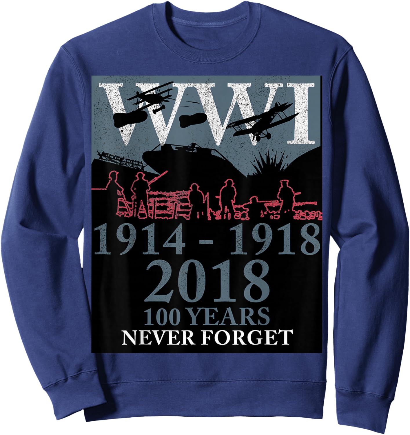World War One WW1 WWI 100 Years Anniversary Momento Sweatshirt - Sweatshirt | Navy