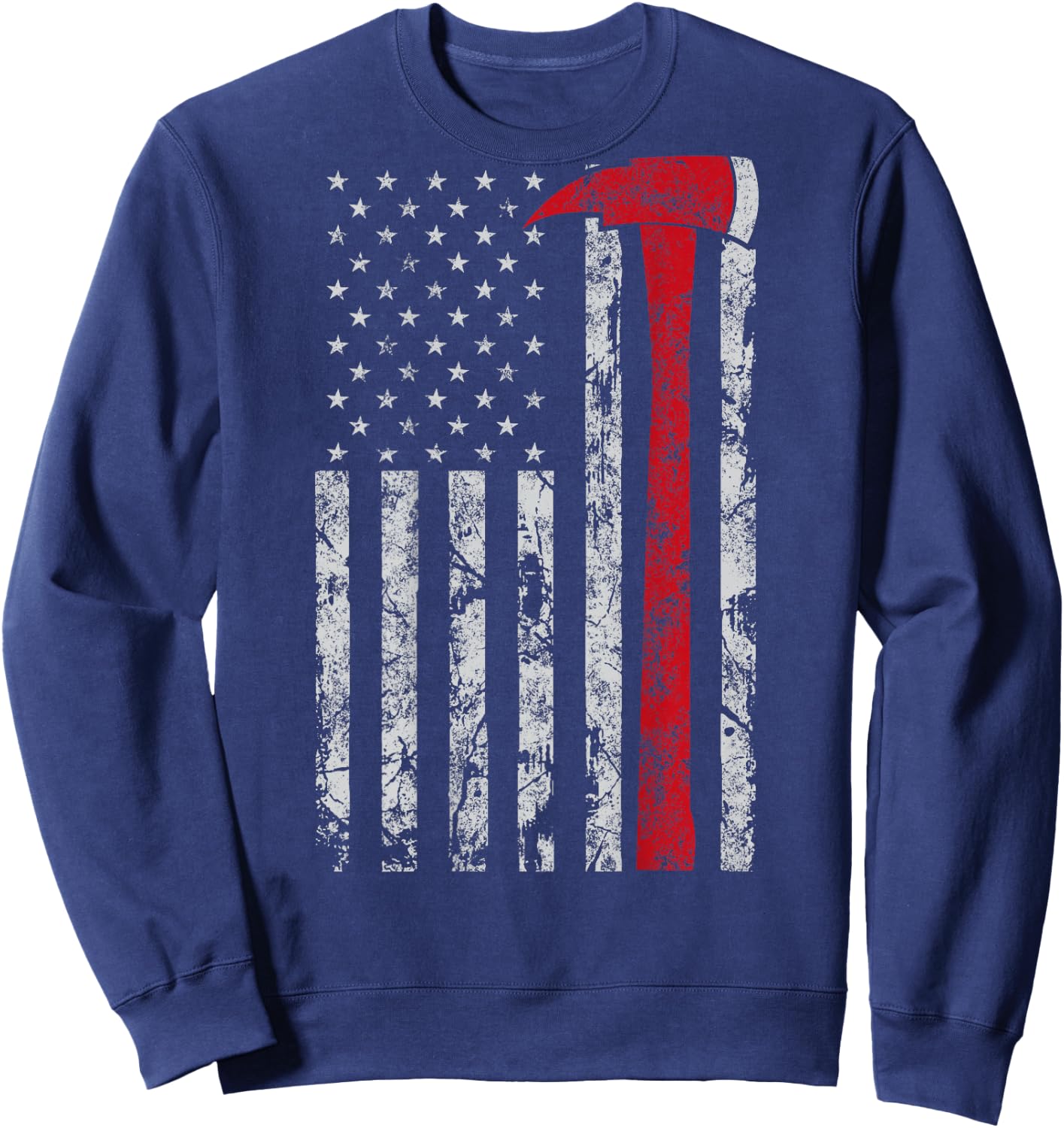 Thin red line Axe American Flag Patriot Firefighter Gift Sweatshirt - Sweatshirt | Navy