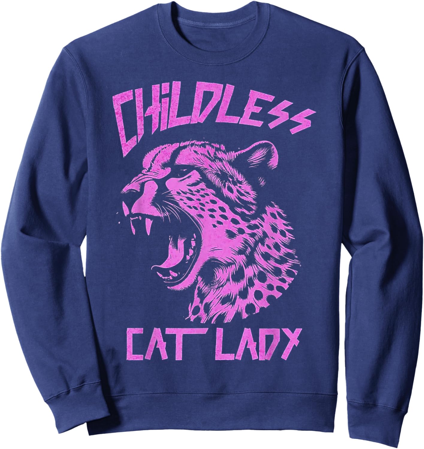 Leopard Childless Cat Lady Sweatshirt - Sweatshirt | Navy