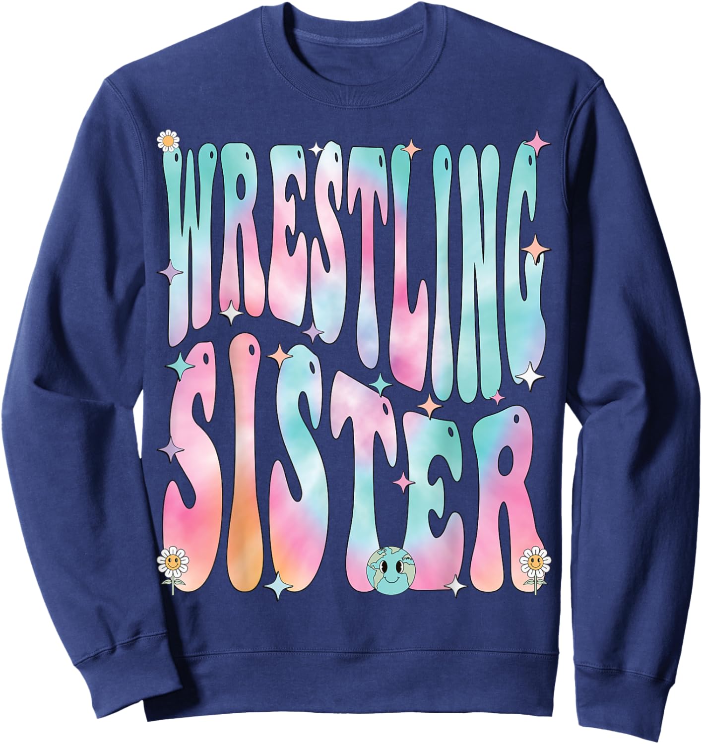 Wrestling Sister Groovy, Wrestling Sister Sweatshirt - Sweatshirt | Navy