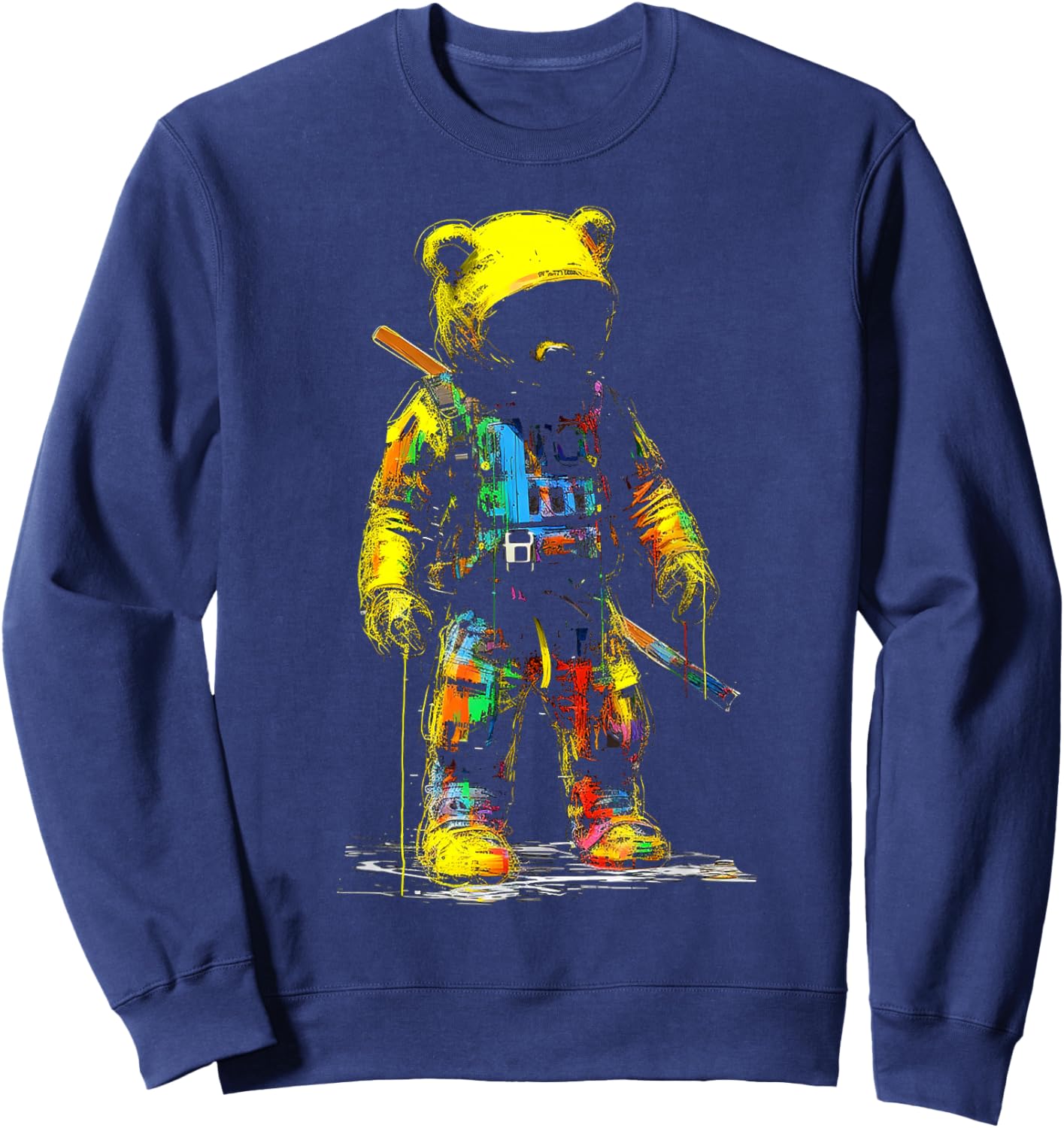 Bear Painting Drawing Colorful Animal Art Bear Sweatshirt - Sweatshirt | Navy