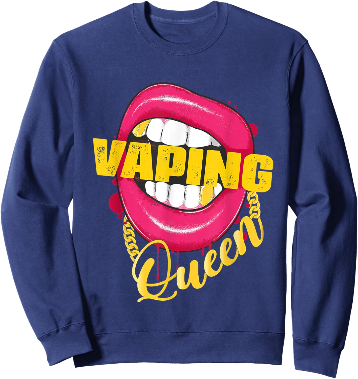 Vaping Queen Golden Necklace Vape woman Sweatshirt - Sweatshirt | Navy