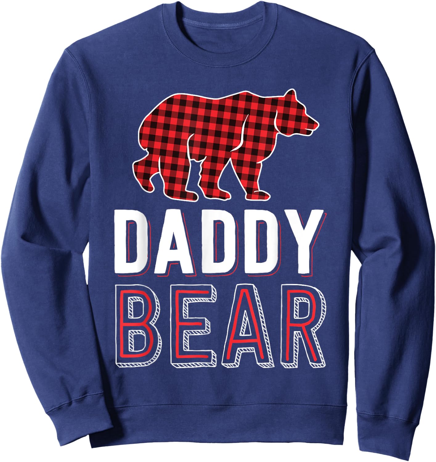 Daddy Bear Dad Red Buffalo Plaid Matching Family Christmas Sweatshirt - Sweatshirt | Navy