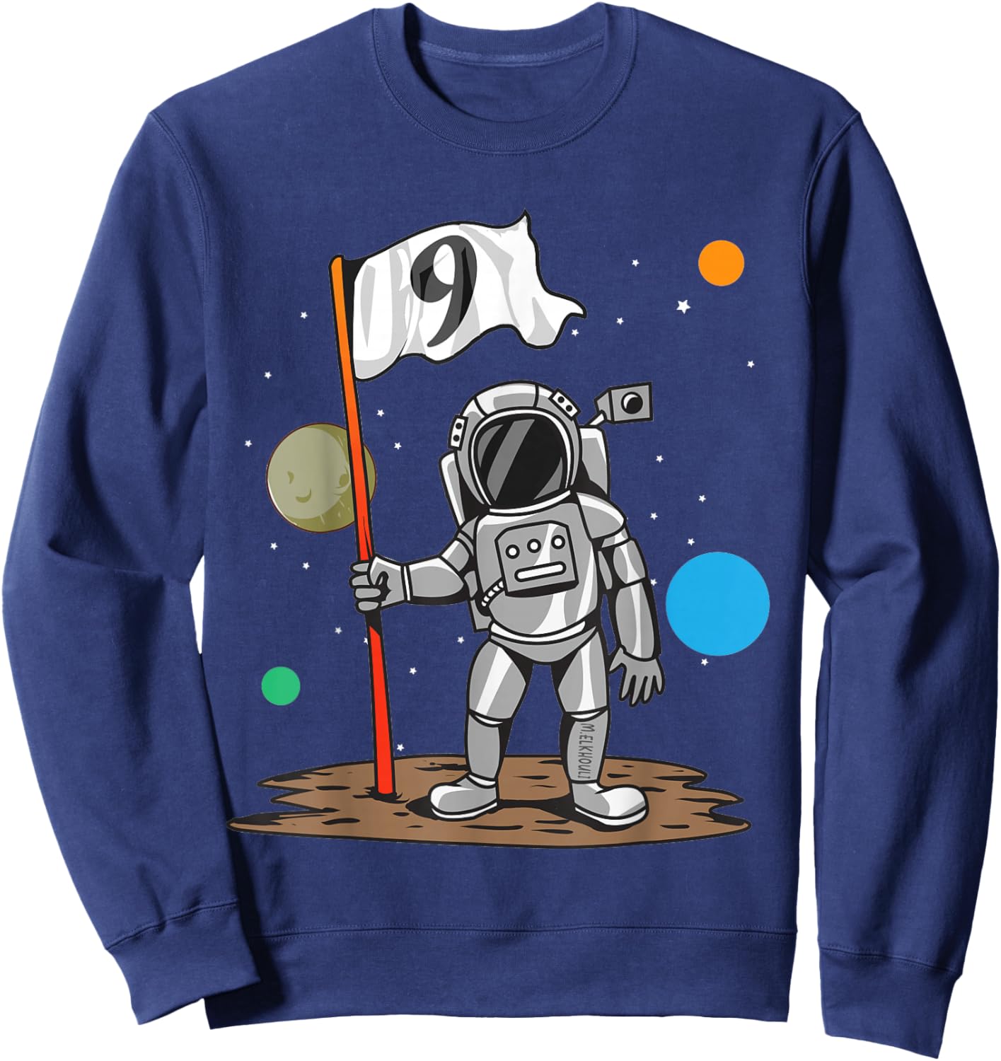 9th Birthday Party Outer Astrology | 9 Years Astronaut Space Sweatshirt - Sweatshirt | Navy