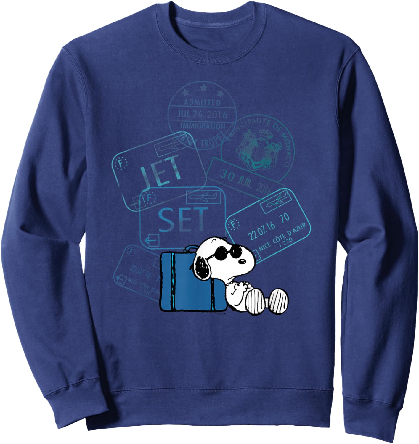 Peanuts - Snoopy Travel Stamps Sweatshirt - Sweatshirt | Navy