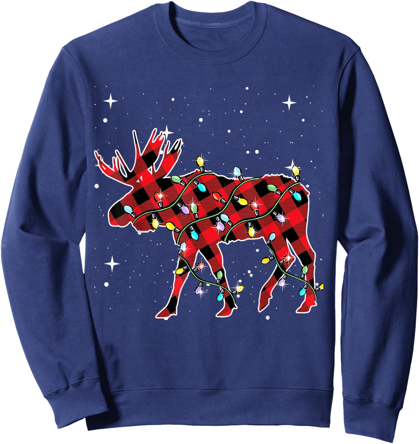 Pajamas Red& Black Plaid Flannel Christmas Moose Lovers Sweatshirt - Sweatshirt | Navy
