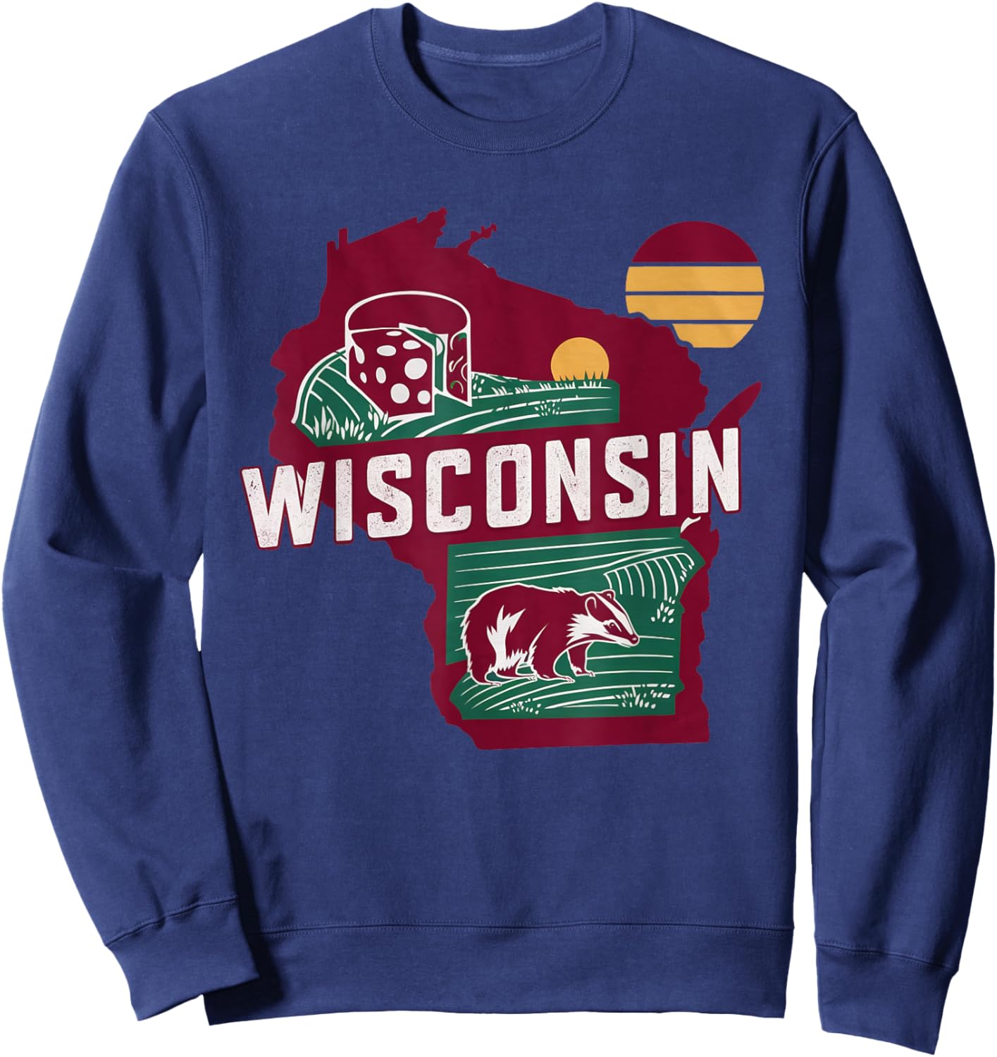 Wisconsin State of Wisconsin Retro Wisconsin Sweatshirt - Sweatshirt | Navy