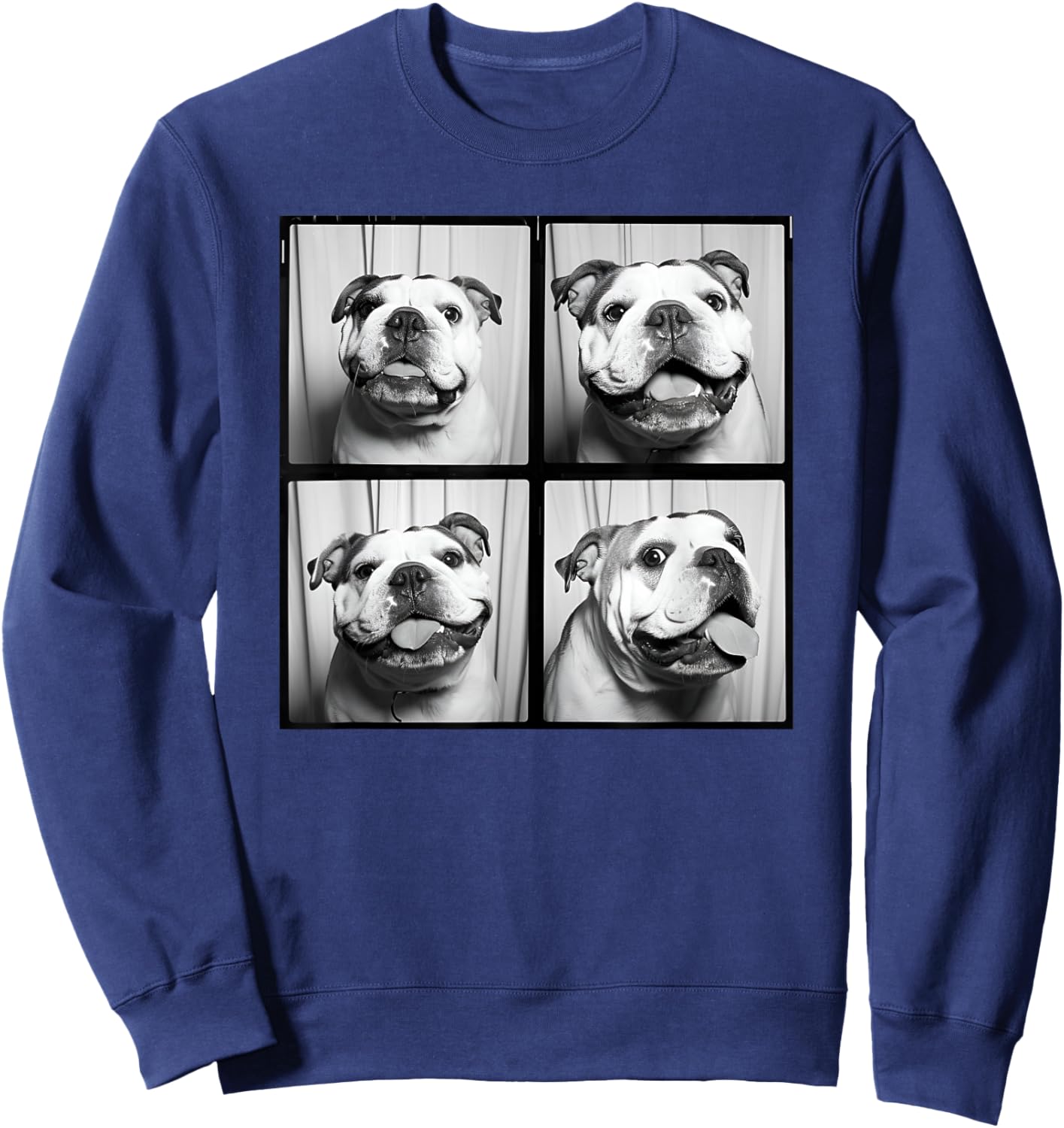 English Bulldog Puppy Face Pet Portrait Bulldog Mom Sweatshirt - Sweatshirt | Navy