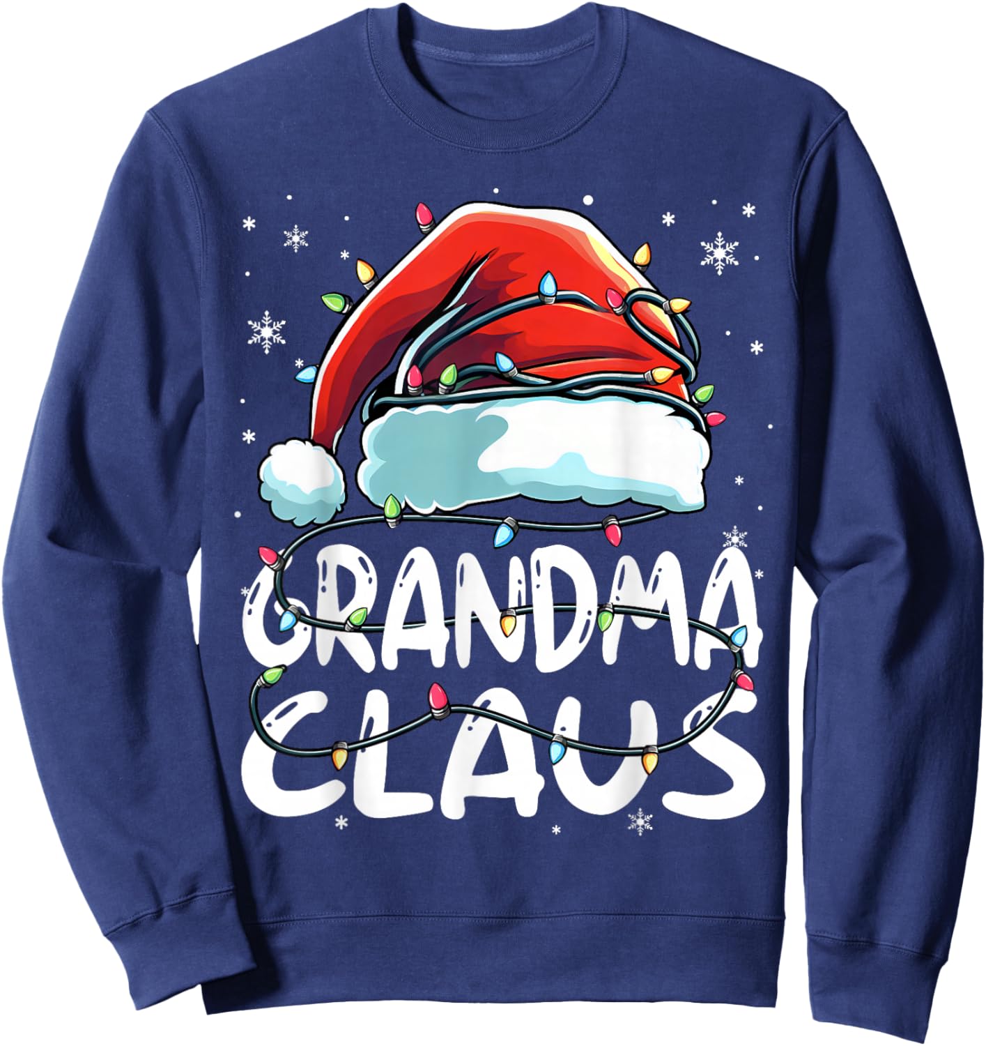 Grandma Claus Christmas Lights Matching Family Xmas Pajama Sweatshirt - Sweatshirt | Navy