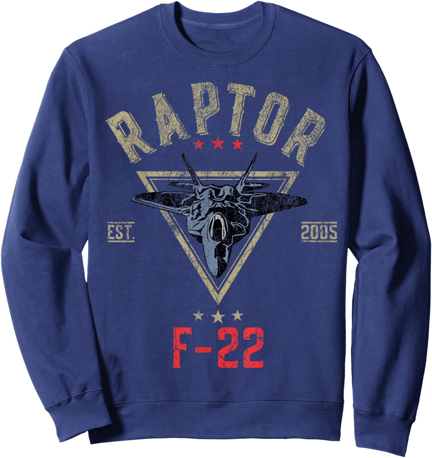 Vintage F-22 Raptor Fighter Jet | Aircraft Veteran Sweatshirt - Sweatshirt | Navy