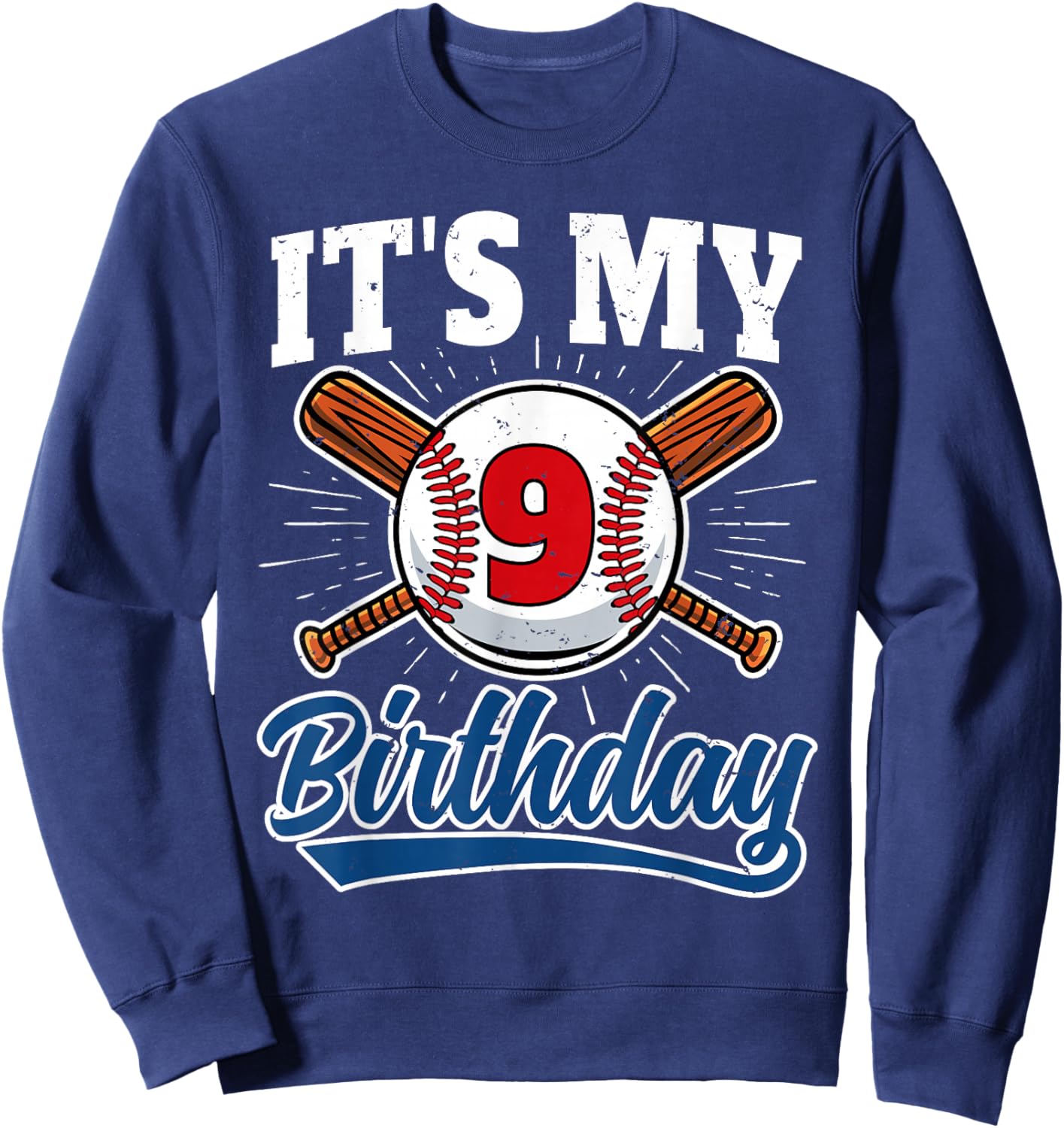9 Years Old Kids Baseball Player 9th Birthday Party Boys Sweatshirt - Sweatshirt | Navy