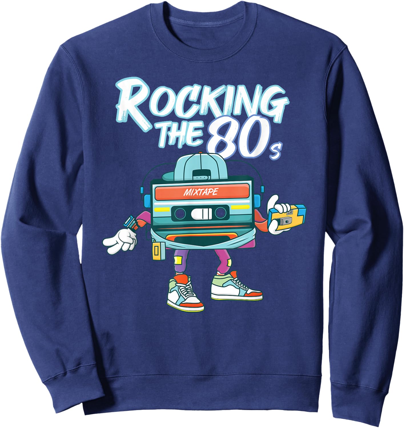 Retro 80s Rocking The 80s Mixtape Vintage Classic 1980s Sweatshirt - Sweatshirt | Navy