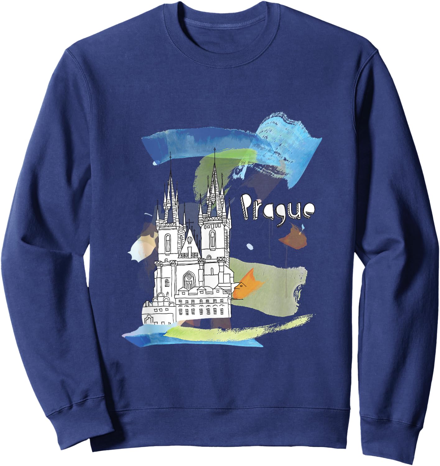 Prague Landmark Church Of Our Lady Before Tyn Czech Souvenir Sweatshirt - Sweatshirt | Navy