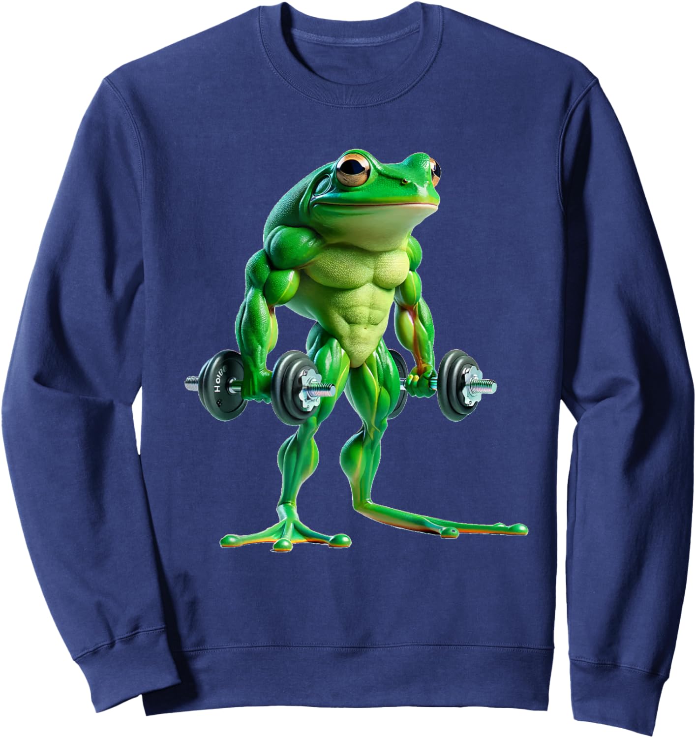 Buff Frog Lifting Weights Funny Fitness Workout Gym Lover Sweatshirt - Sweatshirt | Navy
