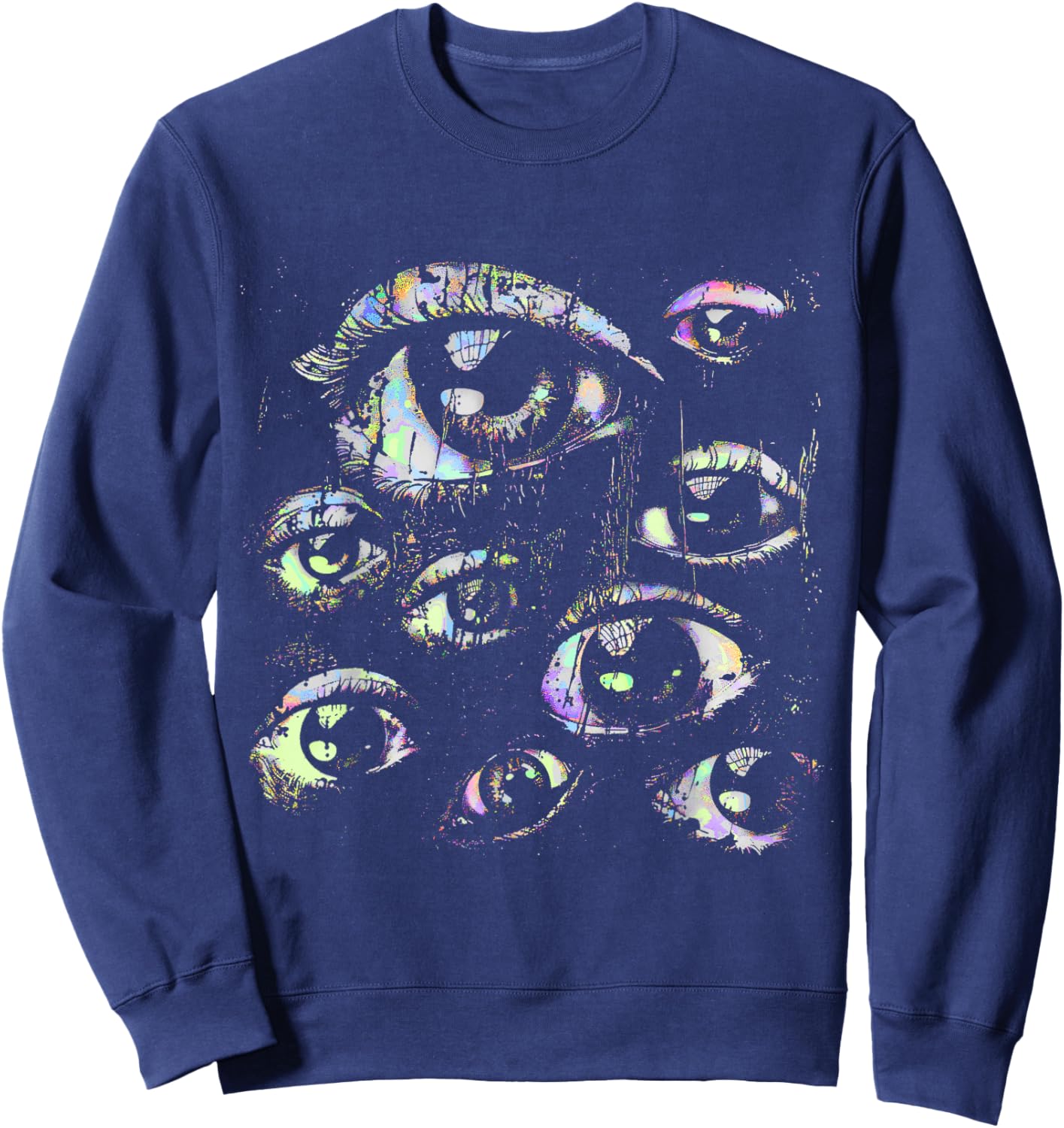 Eyes Pastel Goth Weird Grunge Alt Y2K Odd Strange Aesthetic Sweatshirt - Sweatshirt | Navy