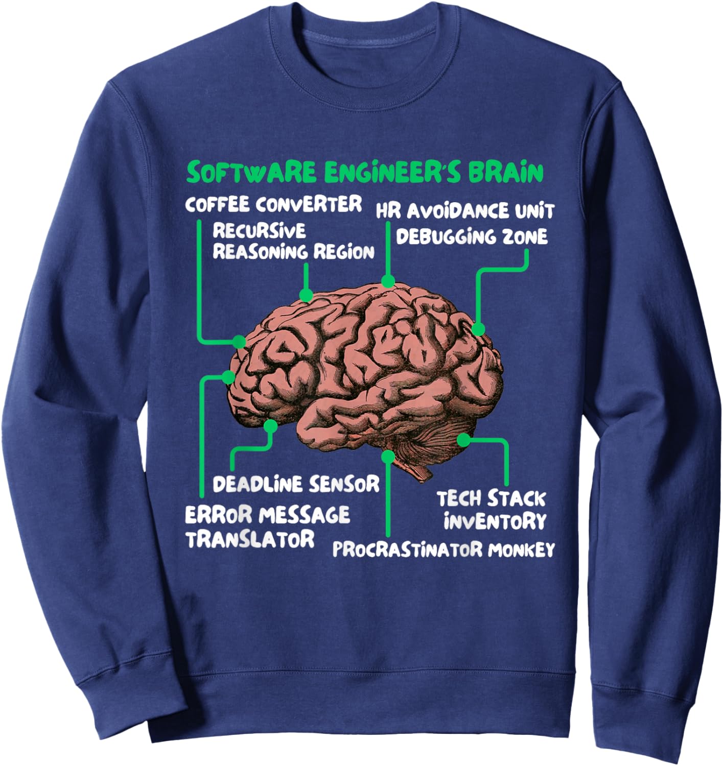 Software Engineer's Brain Funny Tech Sweatshirt - Sweatshirt | Navy
