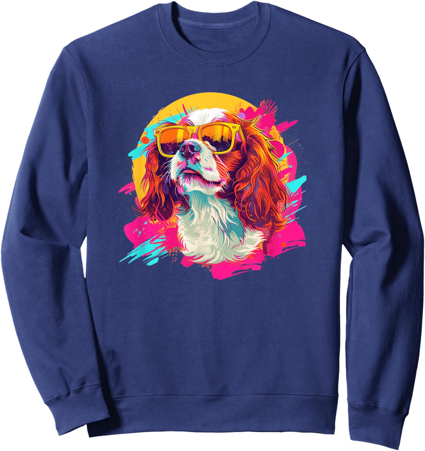 Kid Funny Retro Vintage 80s 90s Cavalier Dog Mom Sweatshirt - Sweatshirt | Navy