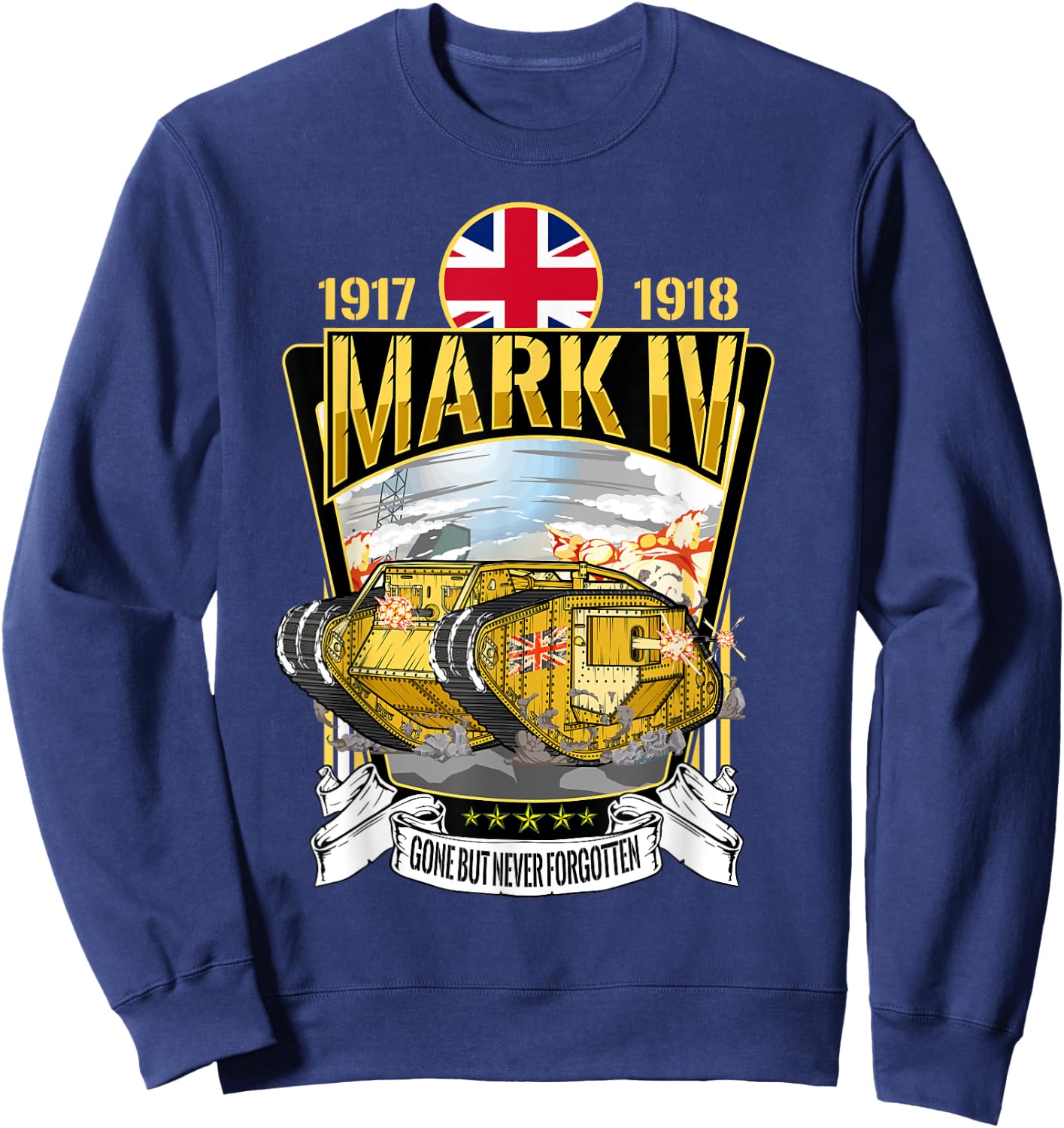 Vintage World War 1 British Tank Mark IV Male WW1 gift Sweatshirt - Sweatshirt | Navy