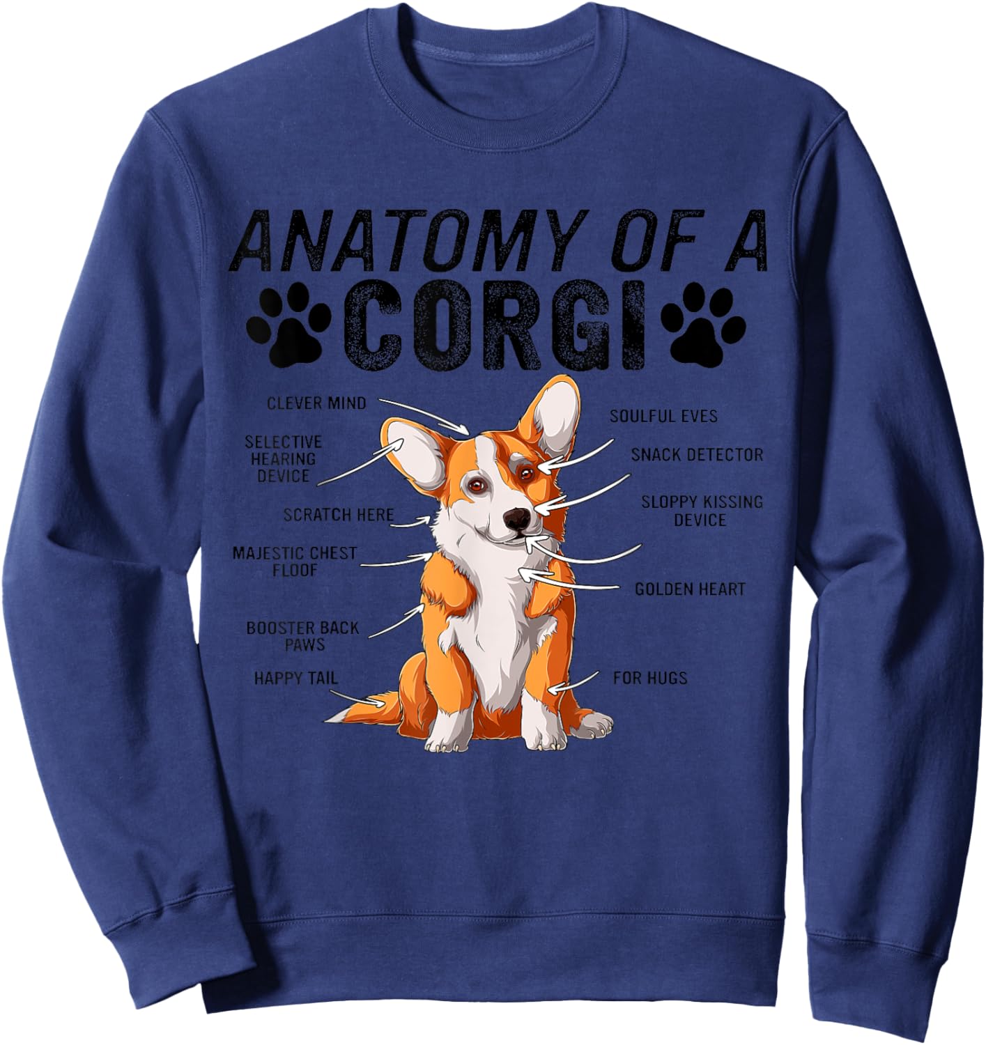 Anatomy of a Corgi Dog Funny Corgi Sweatshirt - Sweatshirt | Navy