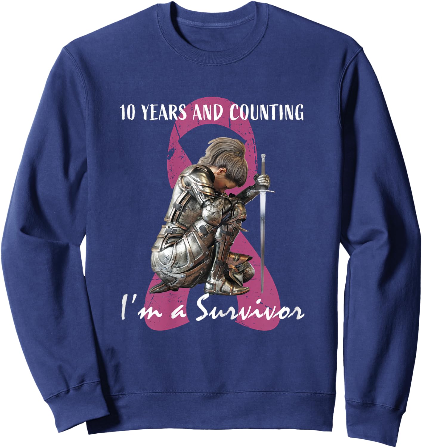 10 Years Cancer Free Gifts 10 Year Breast Cancer Survivor Sweatshirt - Sweatshirt | Navy