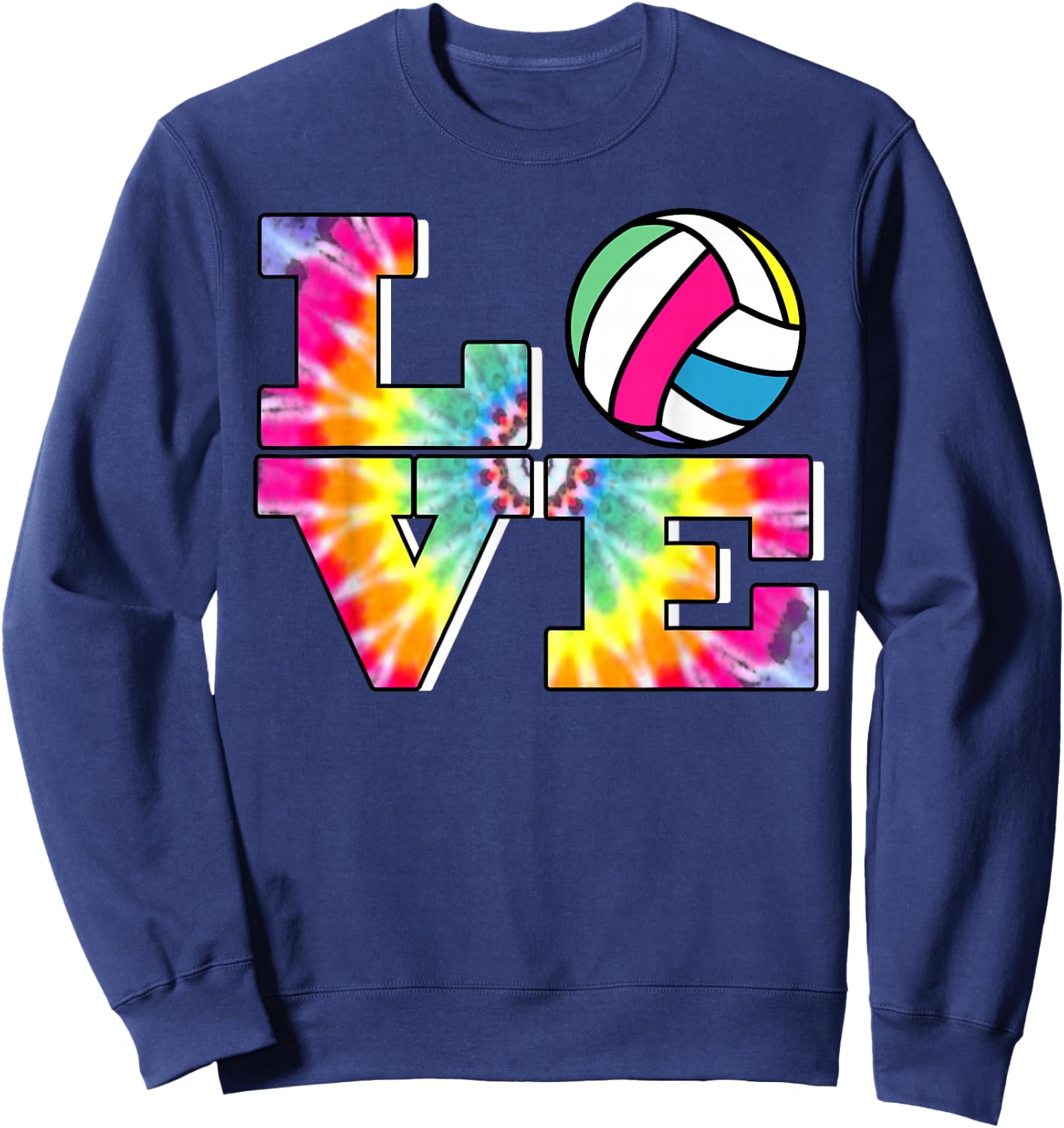 Girls Volleyball Tie Dye Love Colorful for Teenagers Sweatshirt - Sweatshirt | Navy