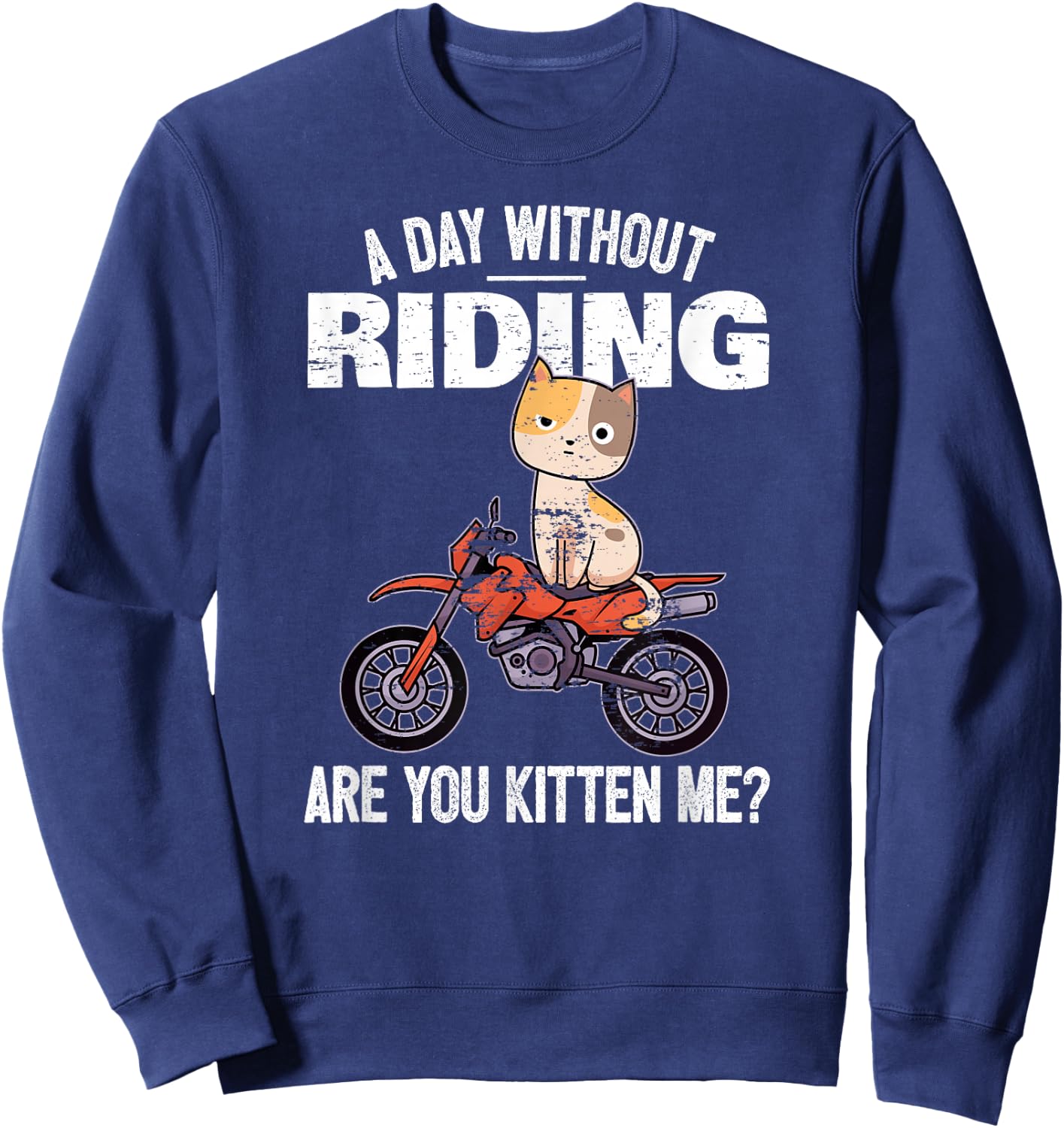 Motocross Rider Motocross Bike Motorcycle I Kitten Cat Women Sweatshirt - Sweatshirt | Navy