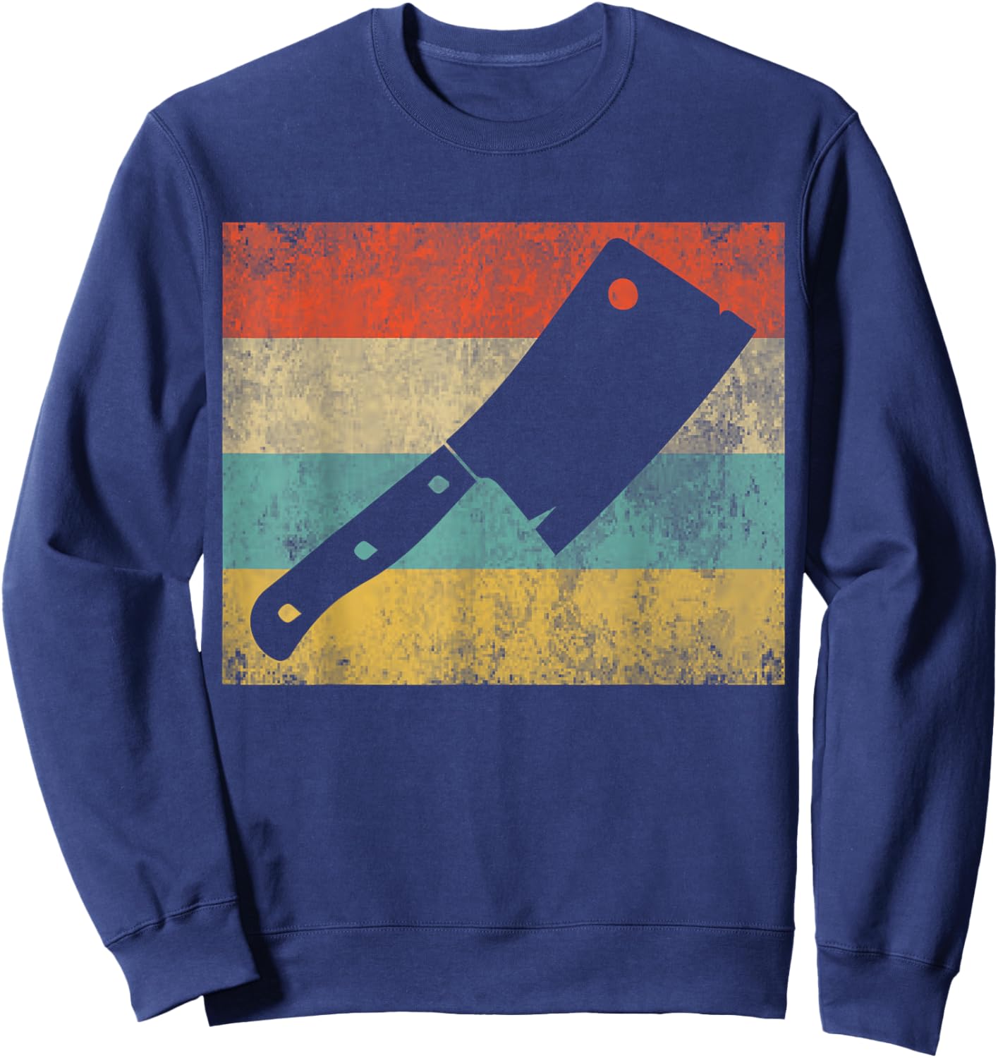 Funny Vintage Meat Cleaver Cooking Joke Chef Retro Women Men Sweatshirt - Sweatshirt | Navy