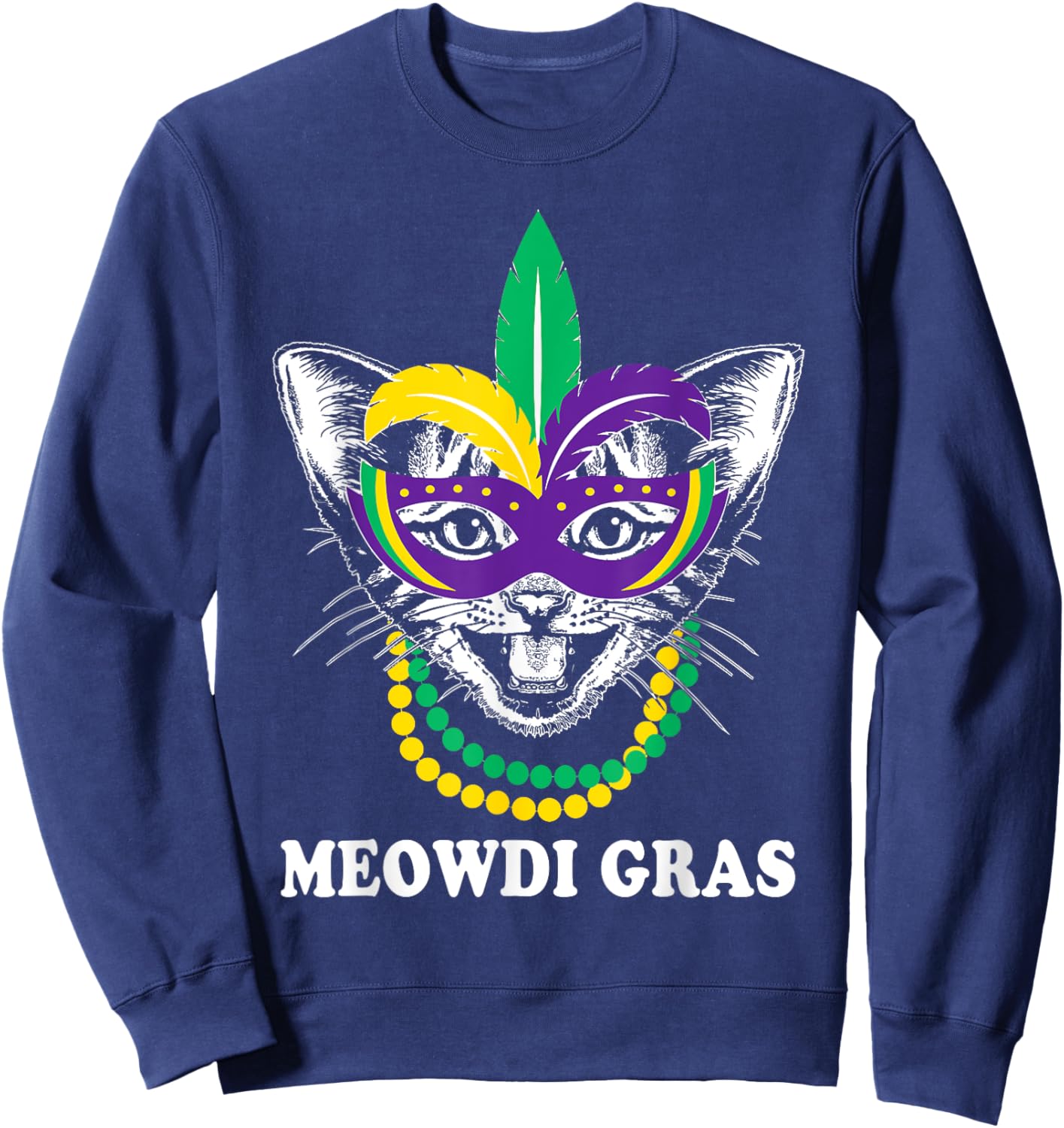 Meowdi Gras Mardi Gras Cat Lover New Orleans Louisiana USA Women Kids Sweatshirt - Sweatshirt | Navy