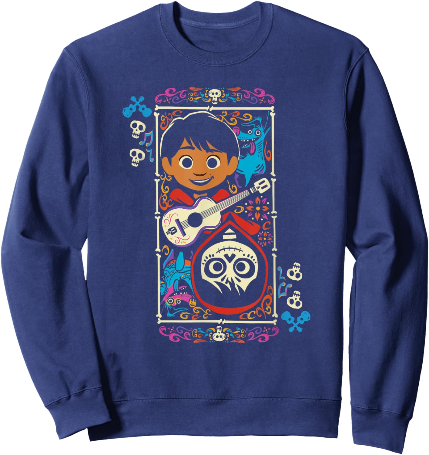 Disney Pixar Coco Miguel Two Faces Day Of The Dead Big Frame Sweatshirt - Sweatshirt | Navy