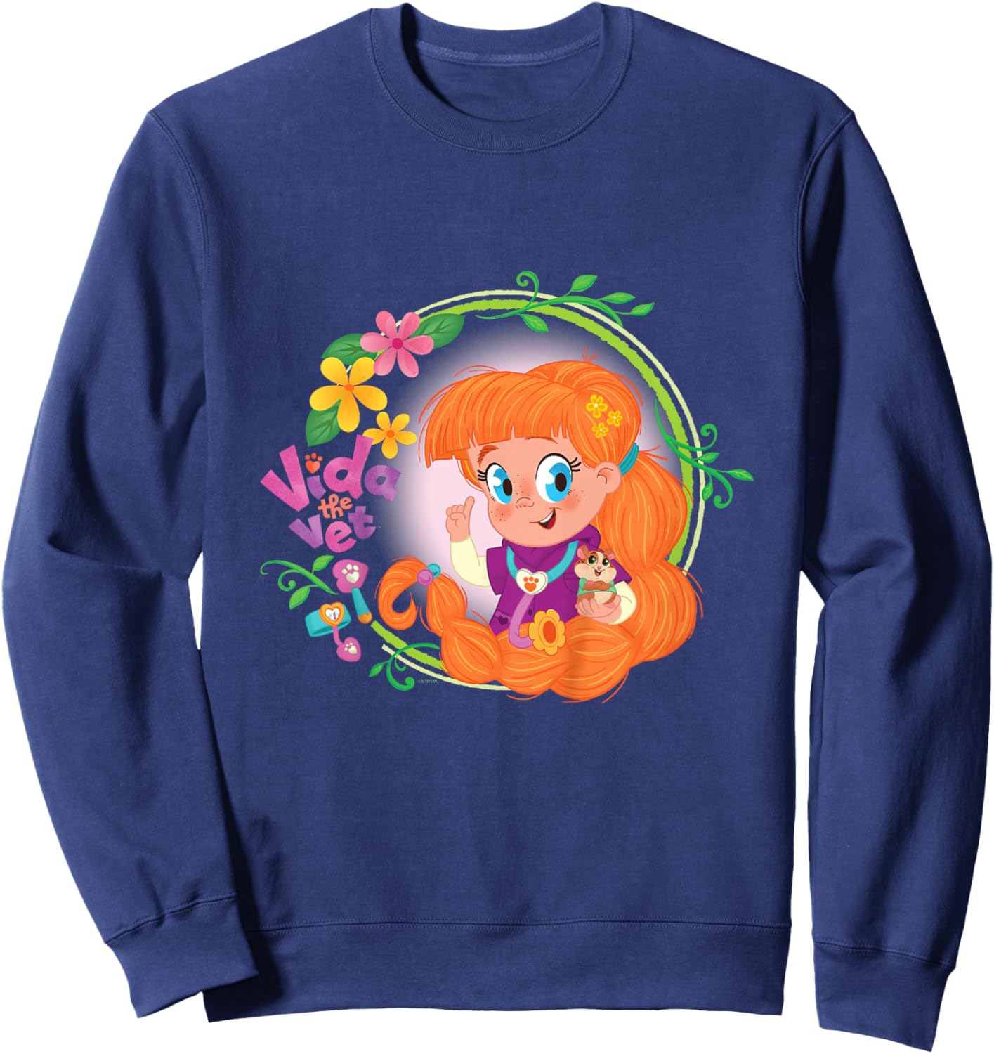 Vida the Vet, Flowery Vet Care, Graphic Logo Sweatshirt - Sweatshirt | Navy