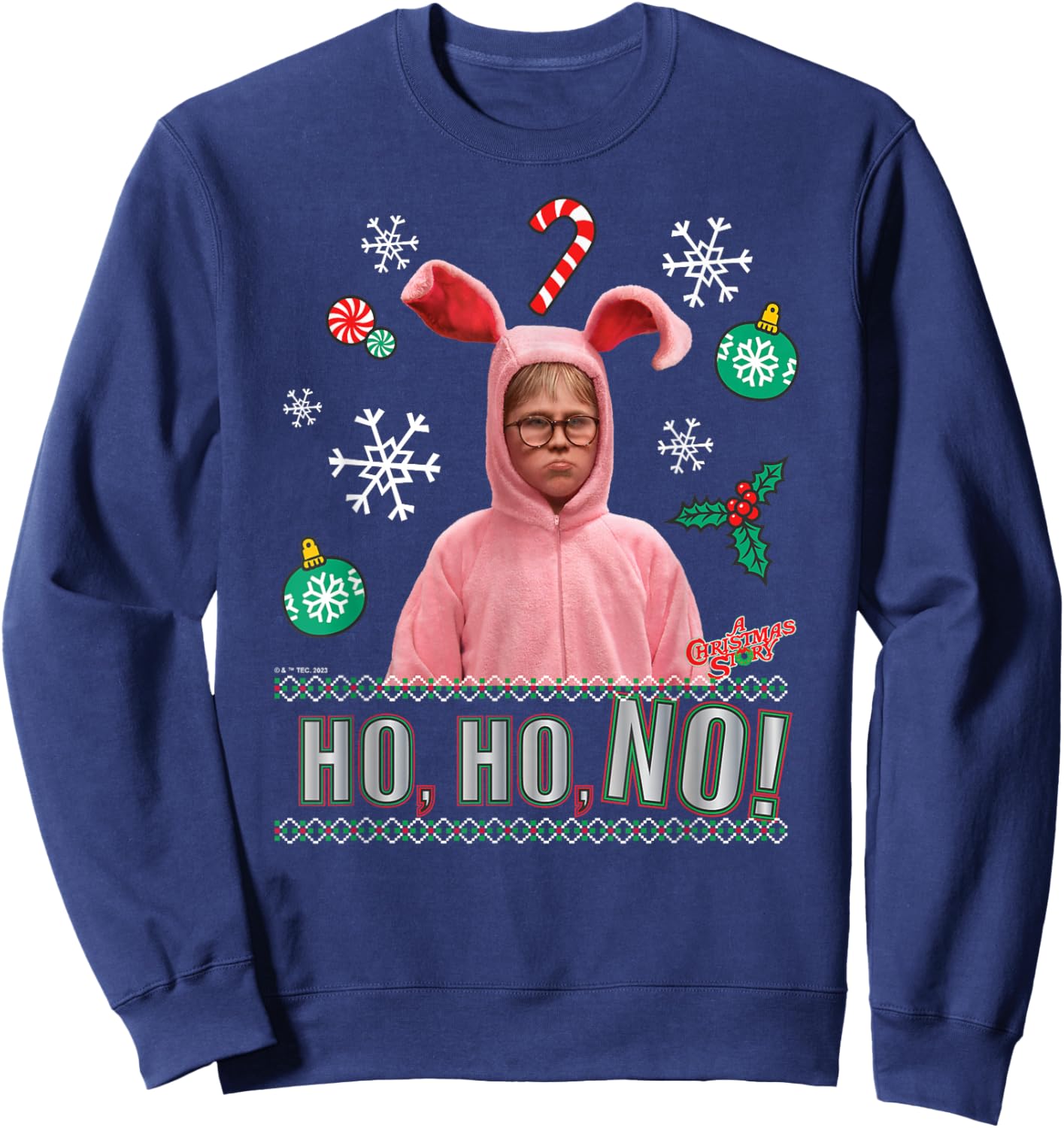 A Christmas Story - Ho Ho Ho Pink Bunny Suit Sweatshirt - Sweatshirt | Navy