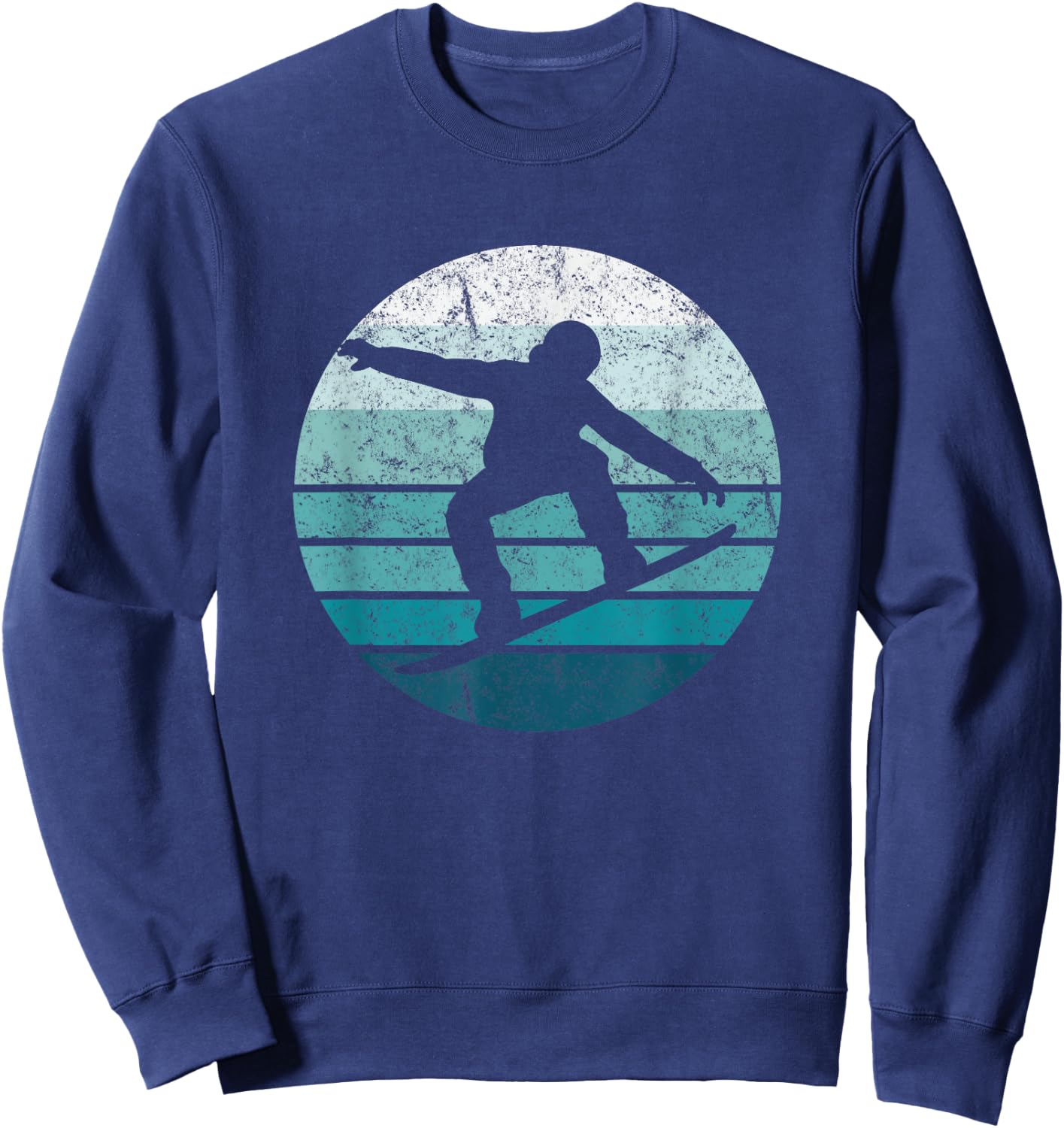 Snowboard, Retro Style Snowboarding, Blue Sunset Sweatshirt - Sweatshirt | Navy